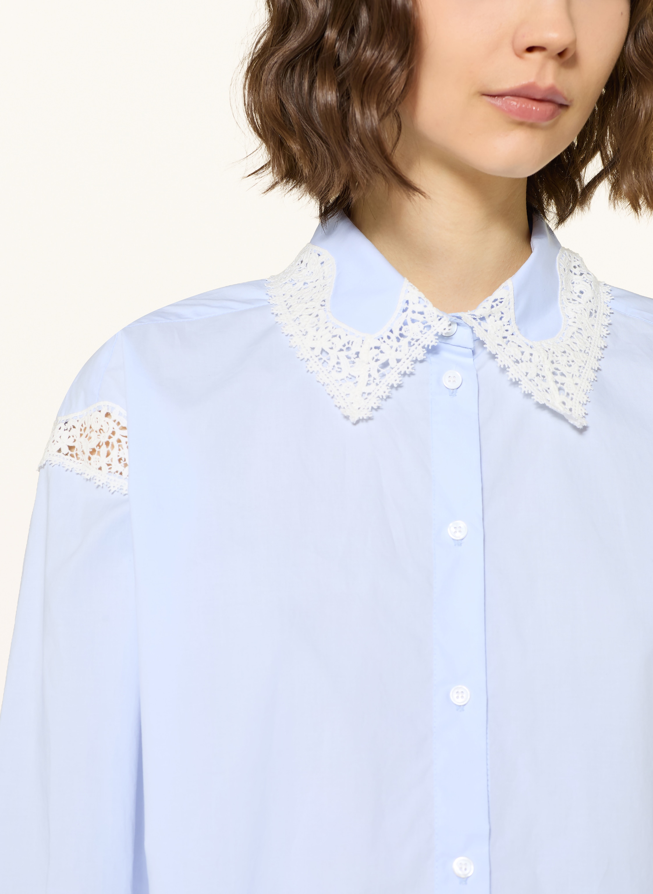 Thumbnail - Sandro Hemdbluse Mit Spitze blau