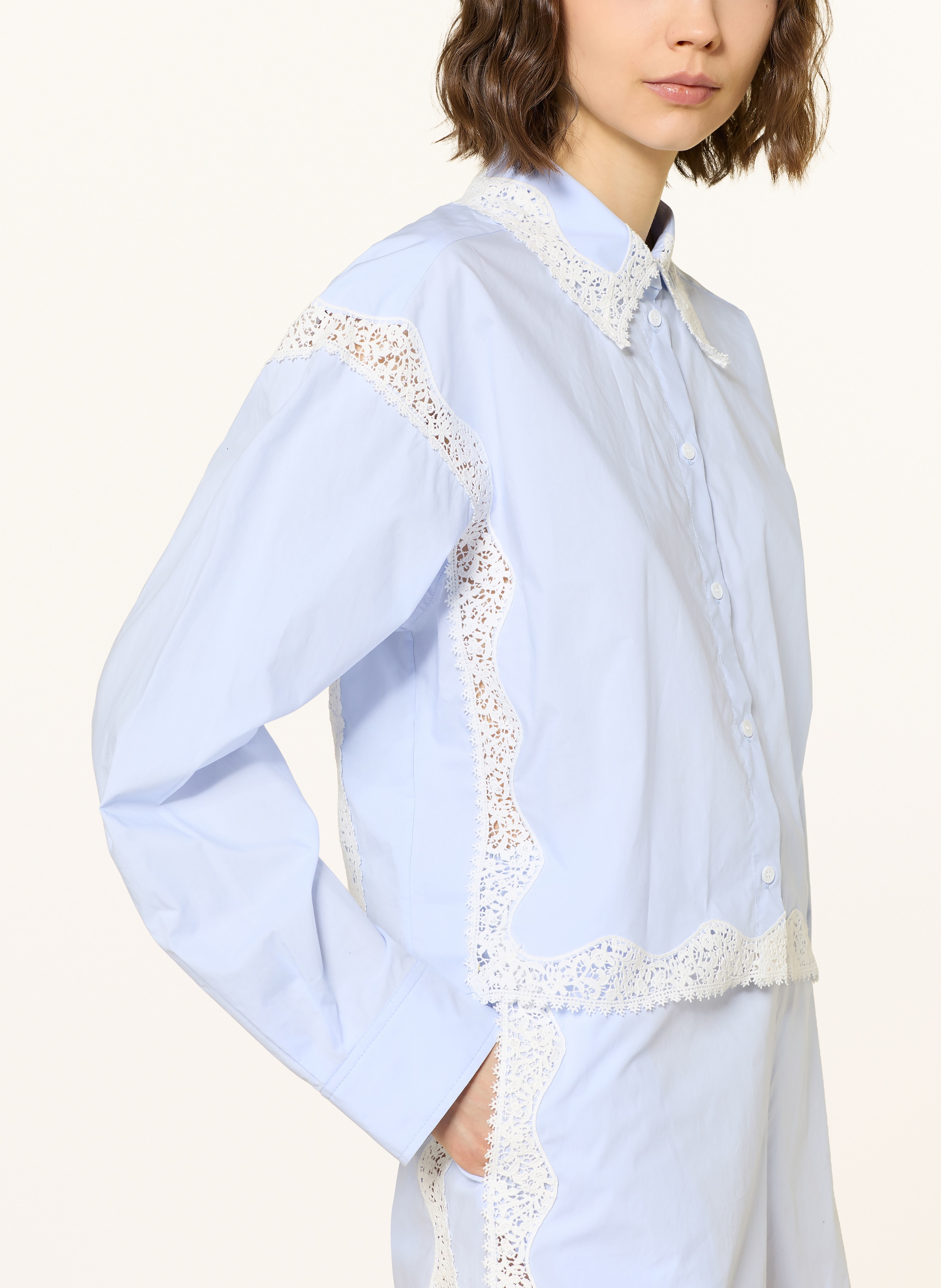 Thumbnail - Sandro Hemdbluse Mit Spitze blau