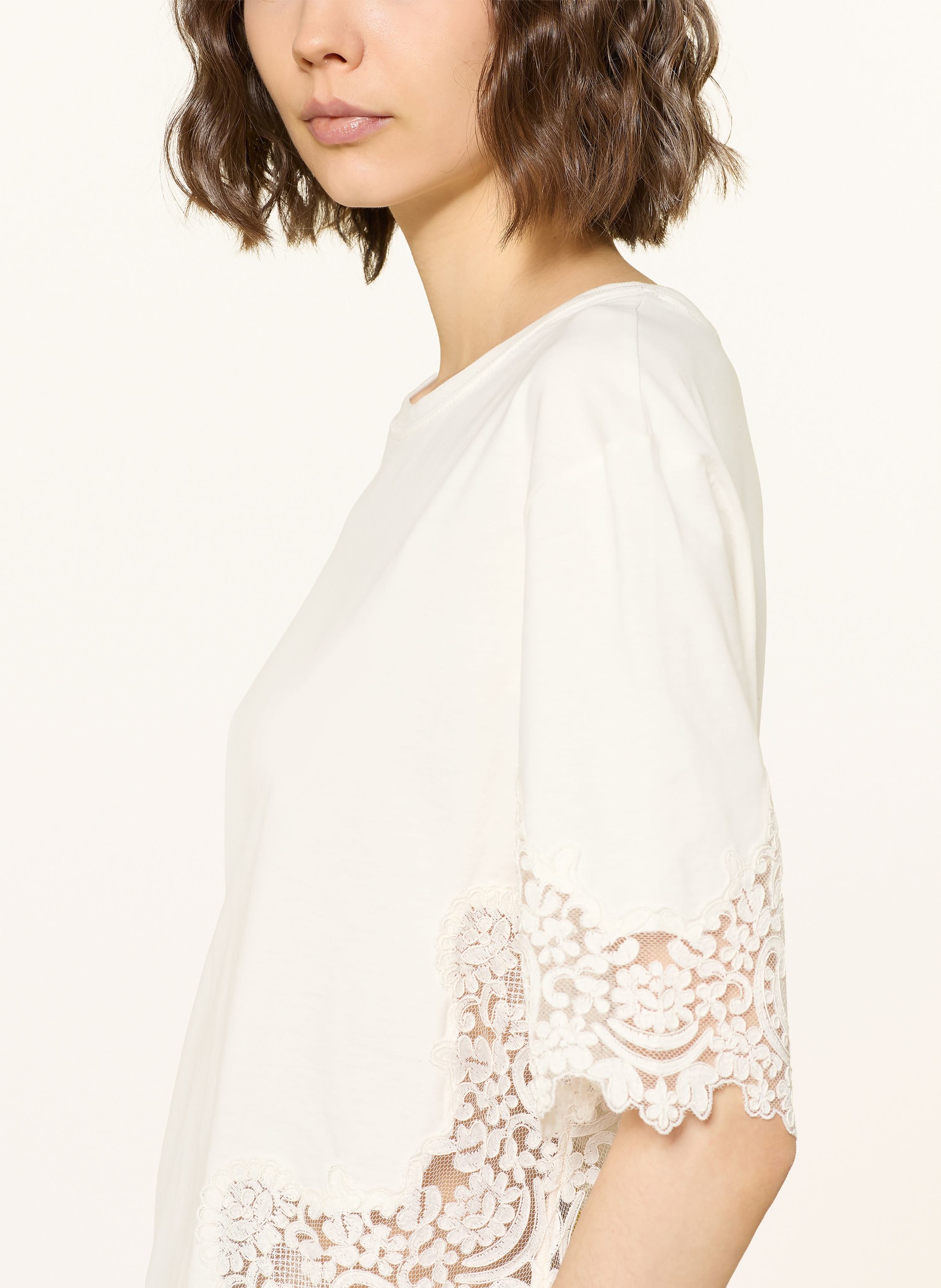 Thumbnail - Sandro T-Shirt Mit Spitze weiss