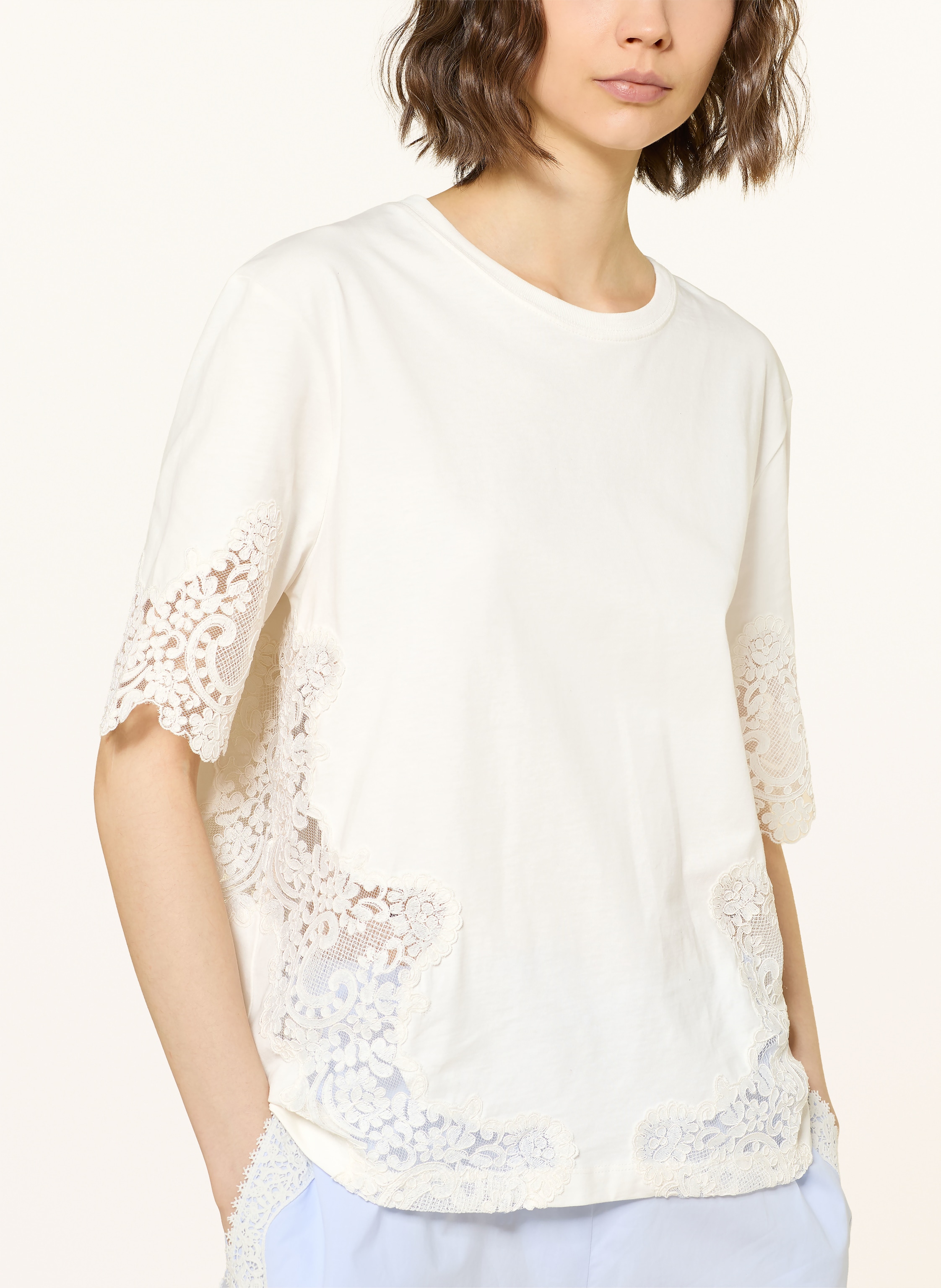 Thumbnail - Sandro T-Shirt Mit Spitze weiss