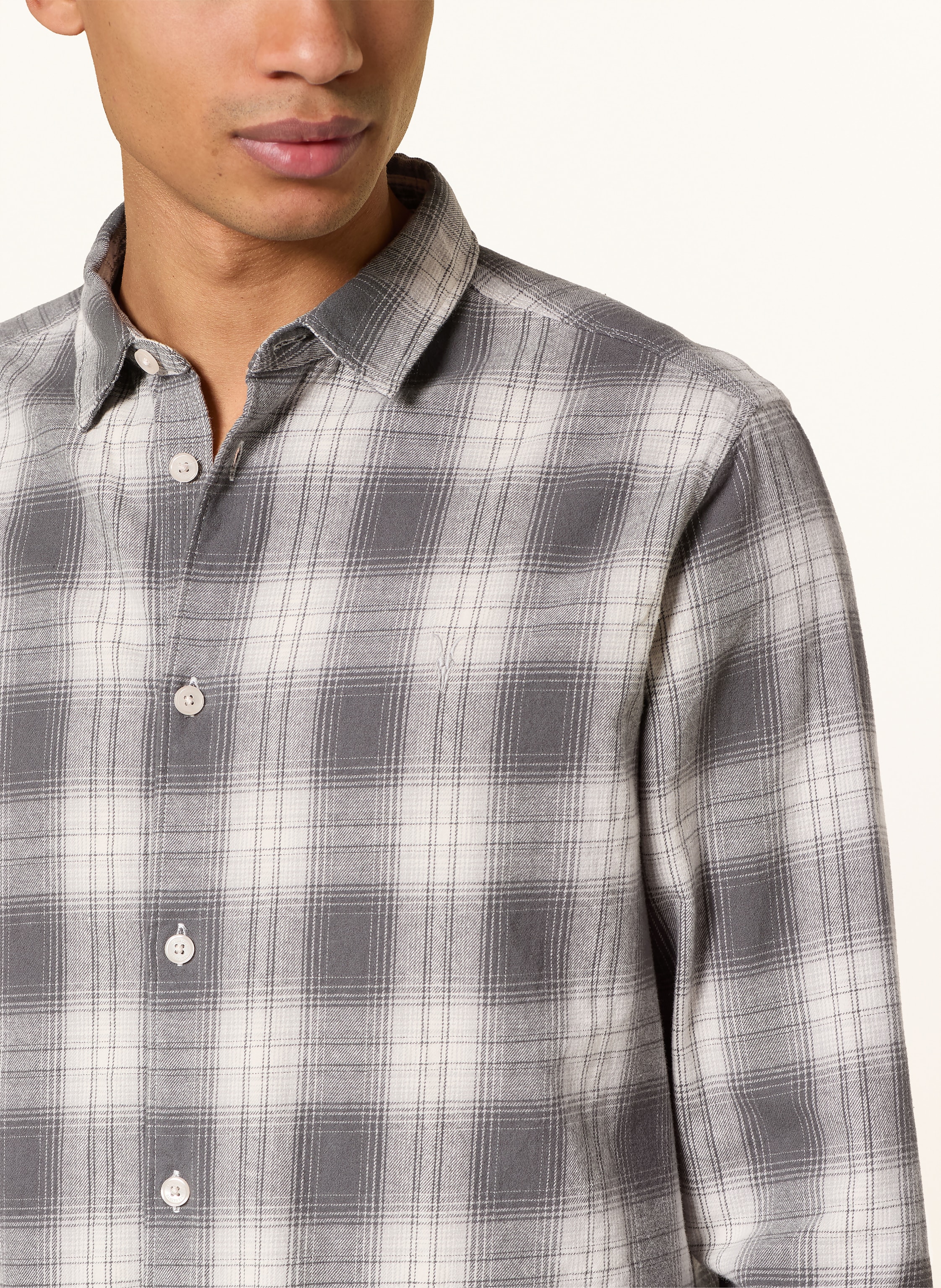 Thumbnail - Allsaints Flanellhemd Kelby Relaxed Fit grau