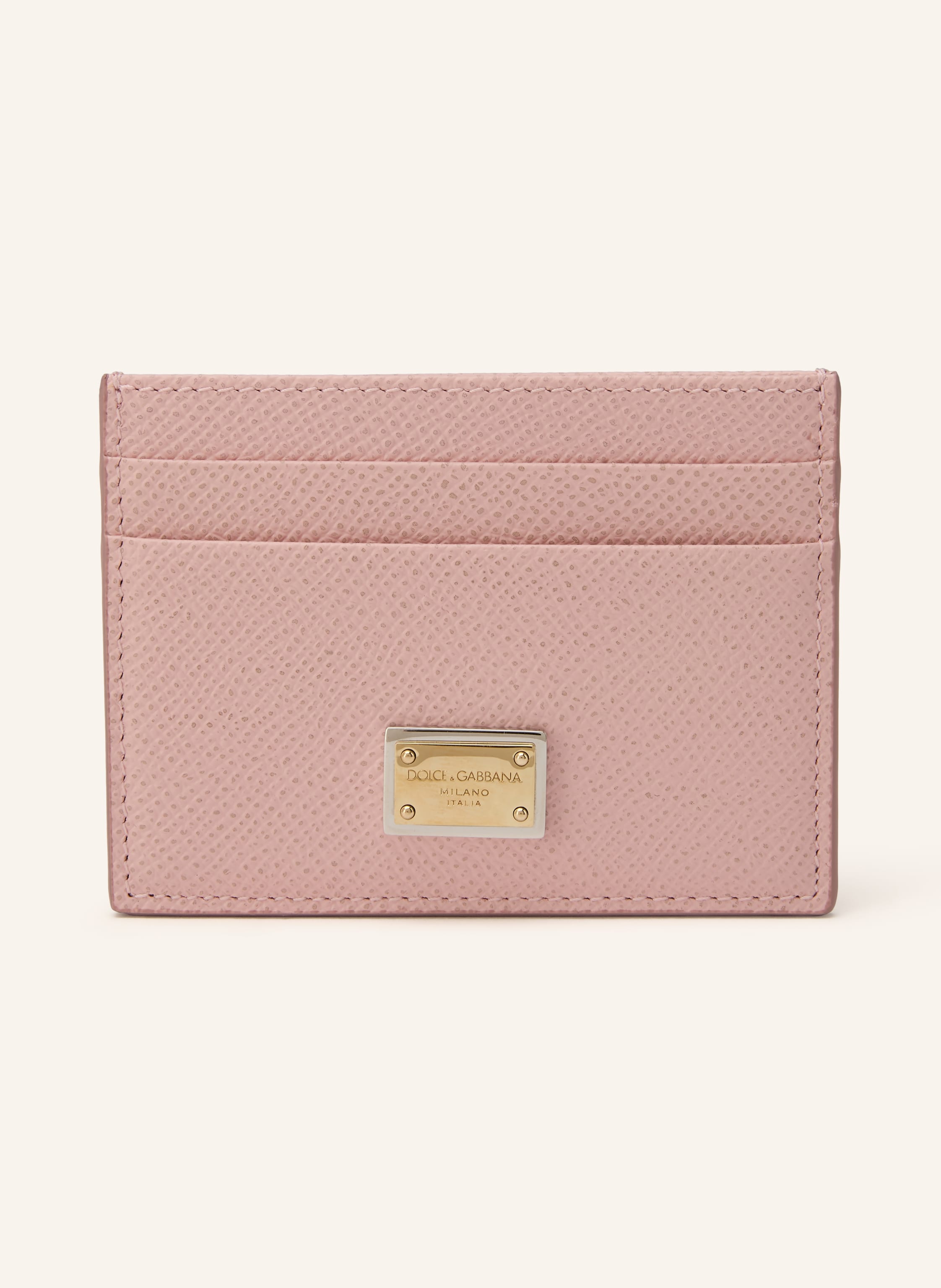 Dolce & Gabbana Genarbtes Leder. Fünf Kartensteckfächer. Label-Badge auf der Front. Made in Italy in rosa