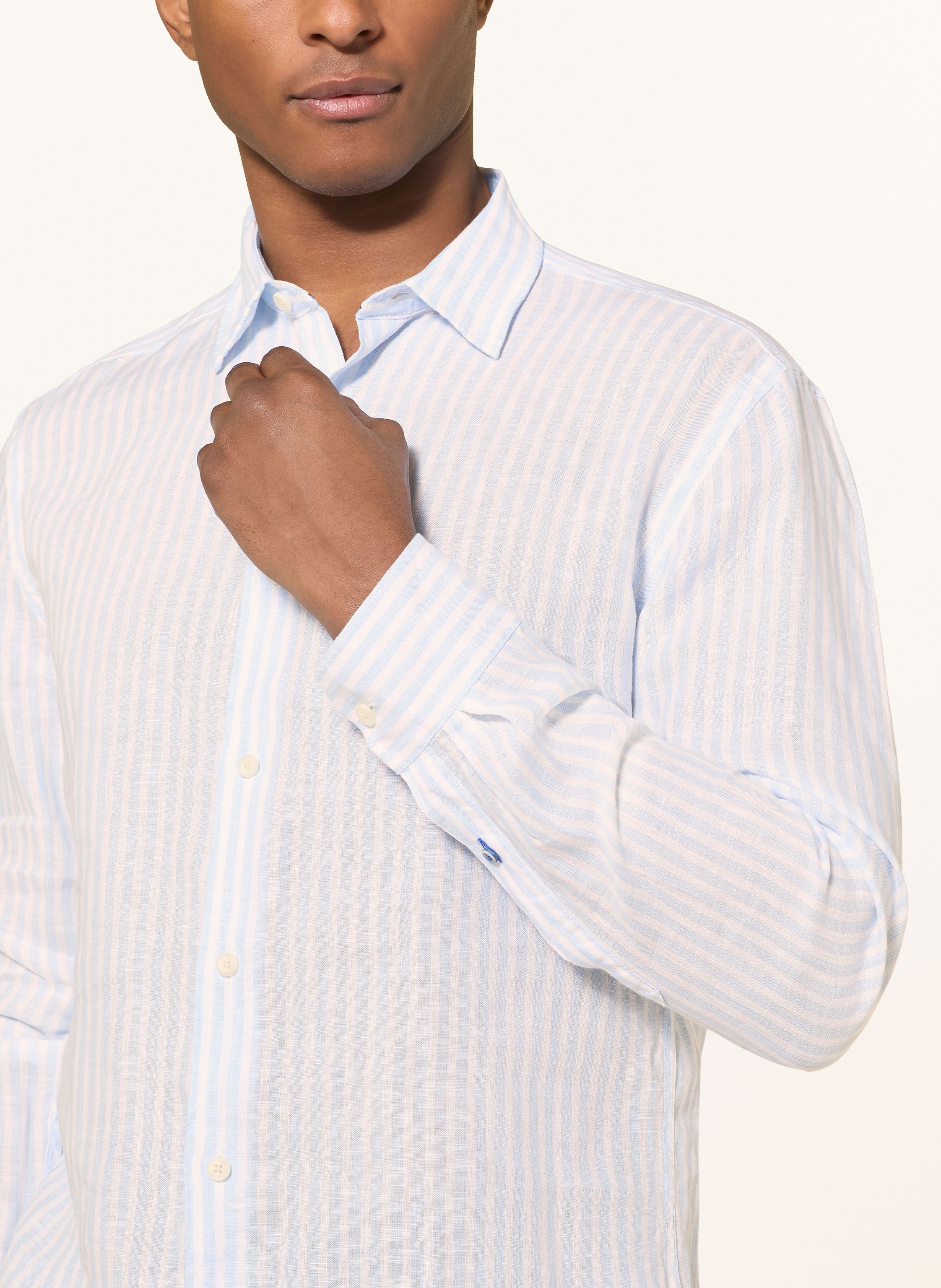 Thumbnail - Olymp Leinenhemd Casual Modern Fit blau