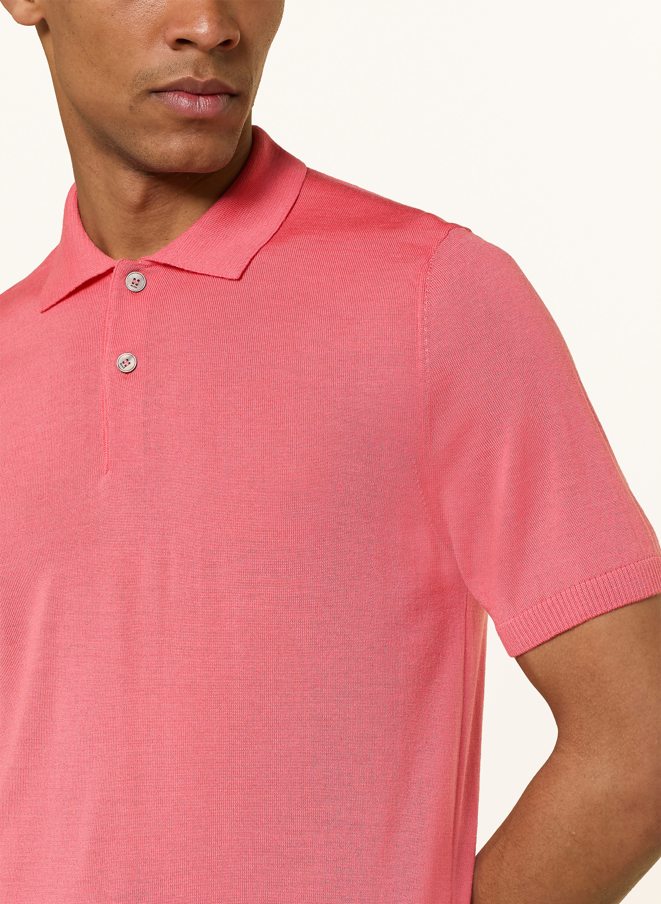 Thumbnail - Maerz Muenchen Strick-Poloshirt Aus Merinowolle pink