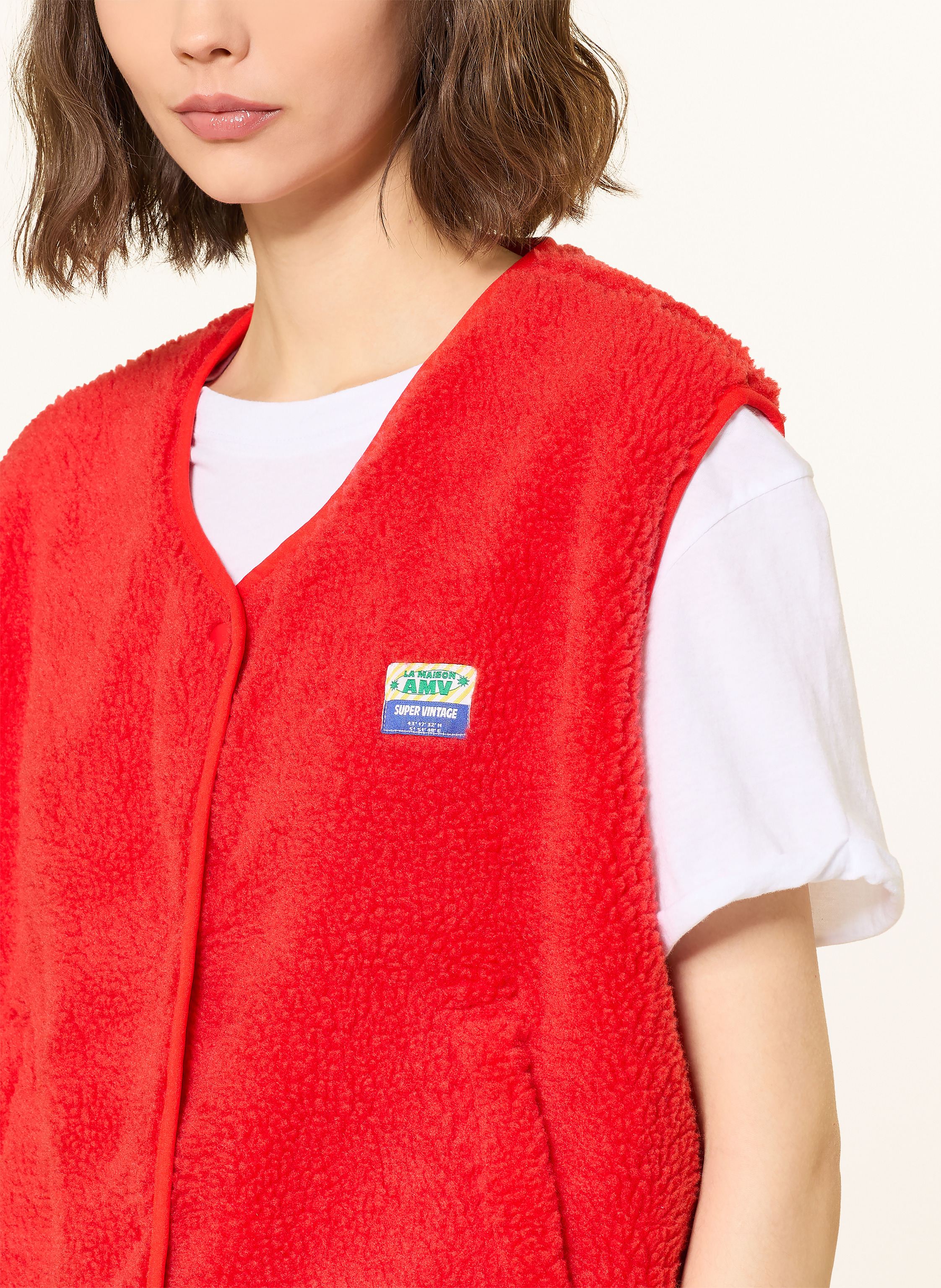 Thumbnail - American Vintage Teddyfell-Weste rot