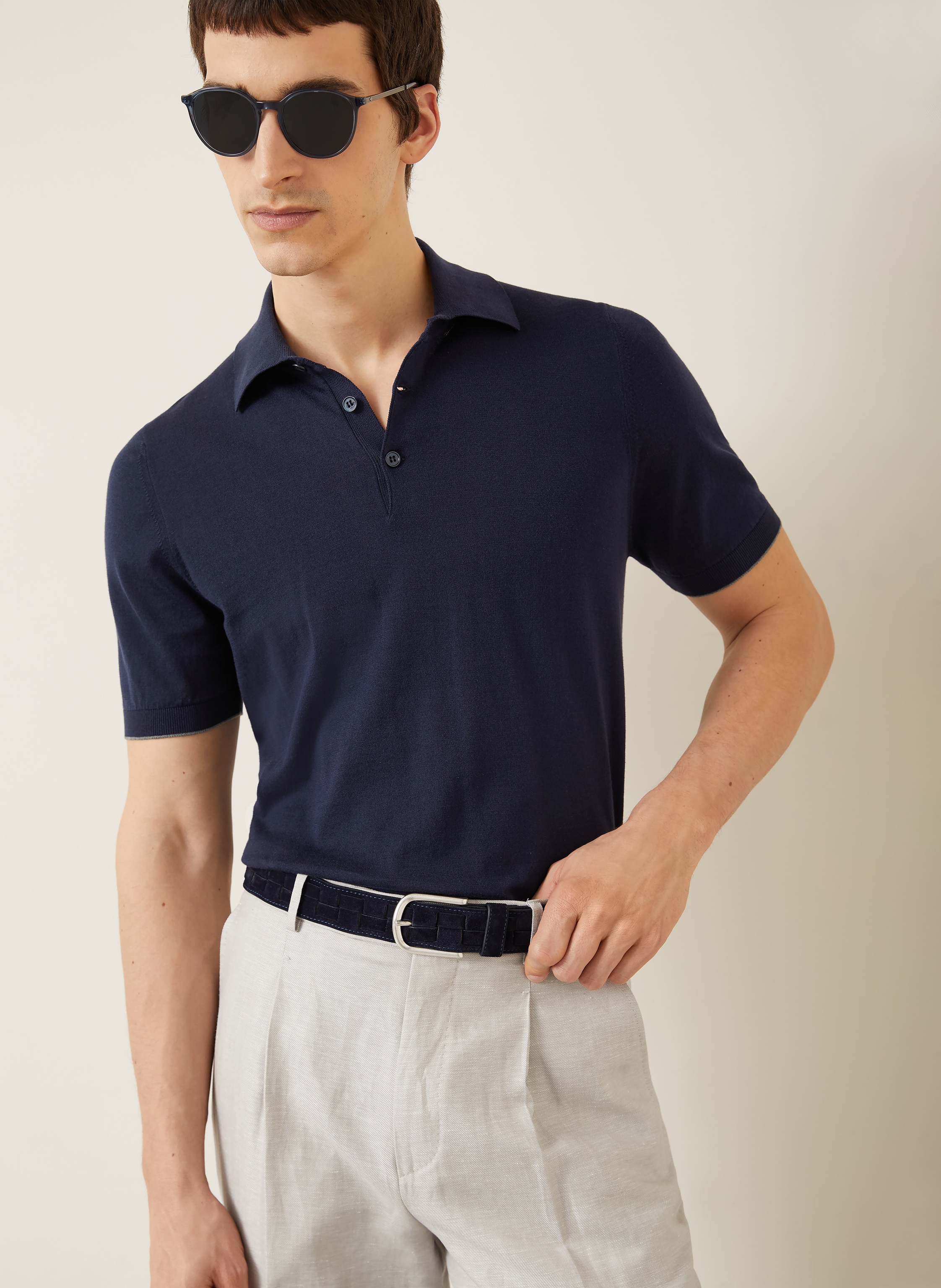 Thumbnail - Brunello Cucinelli Jersey-Poloshirt blau