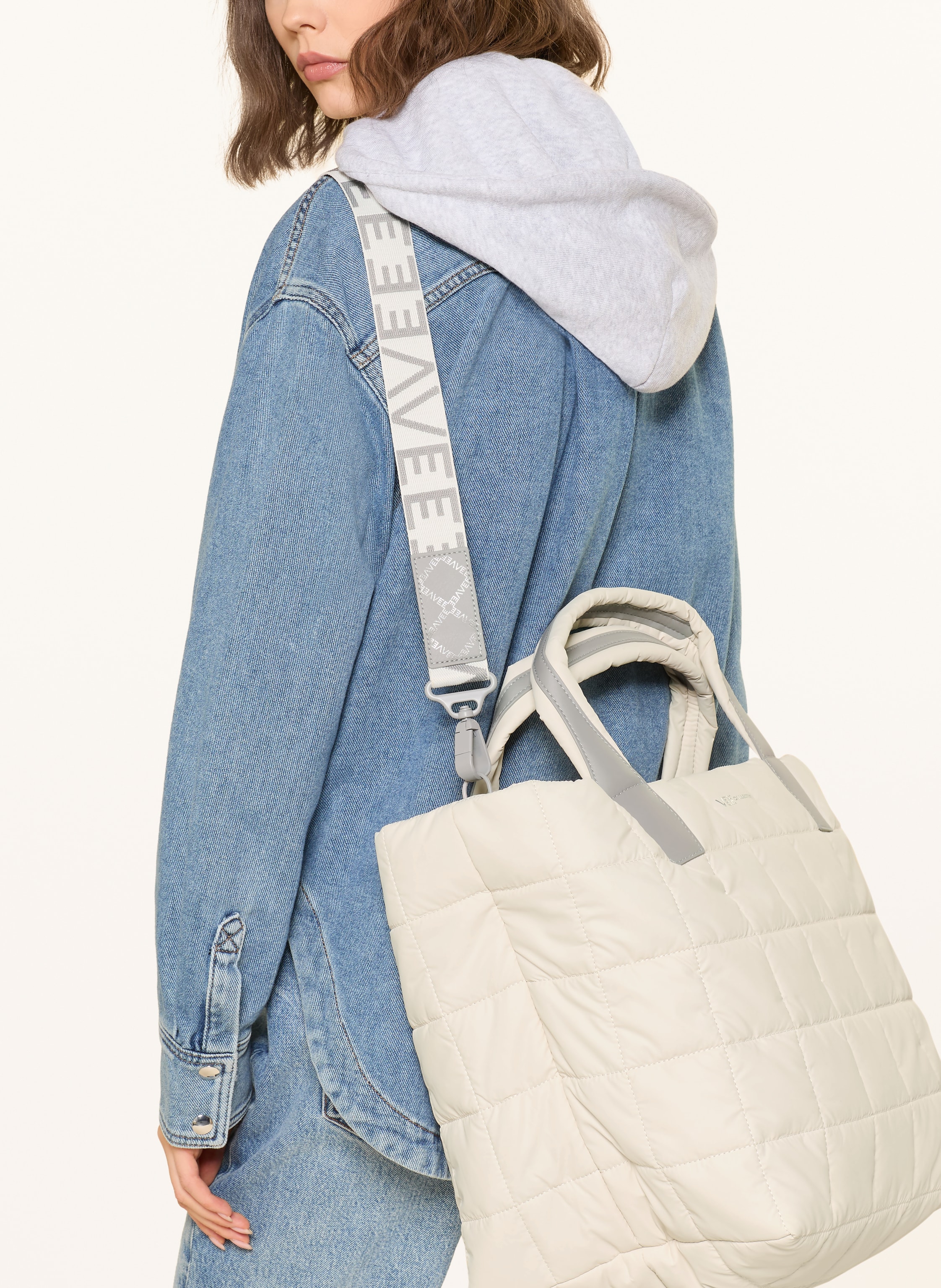 Thumbnail - Vee Collective Shopper Porter Tote Medium beige