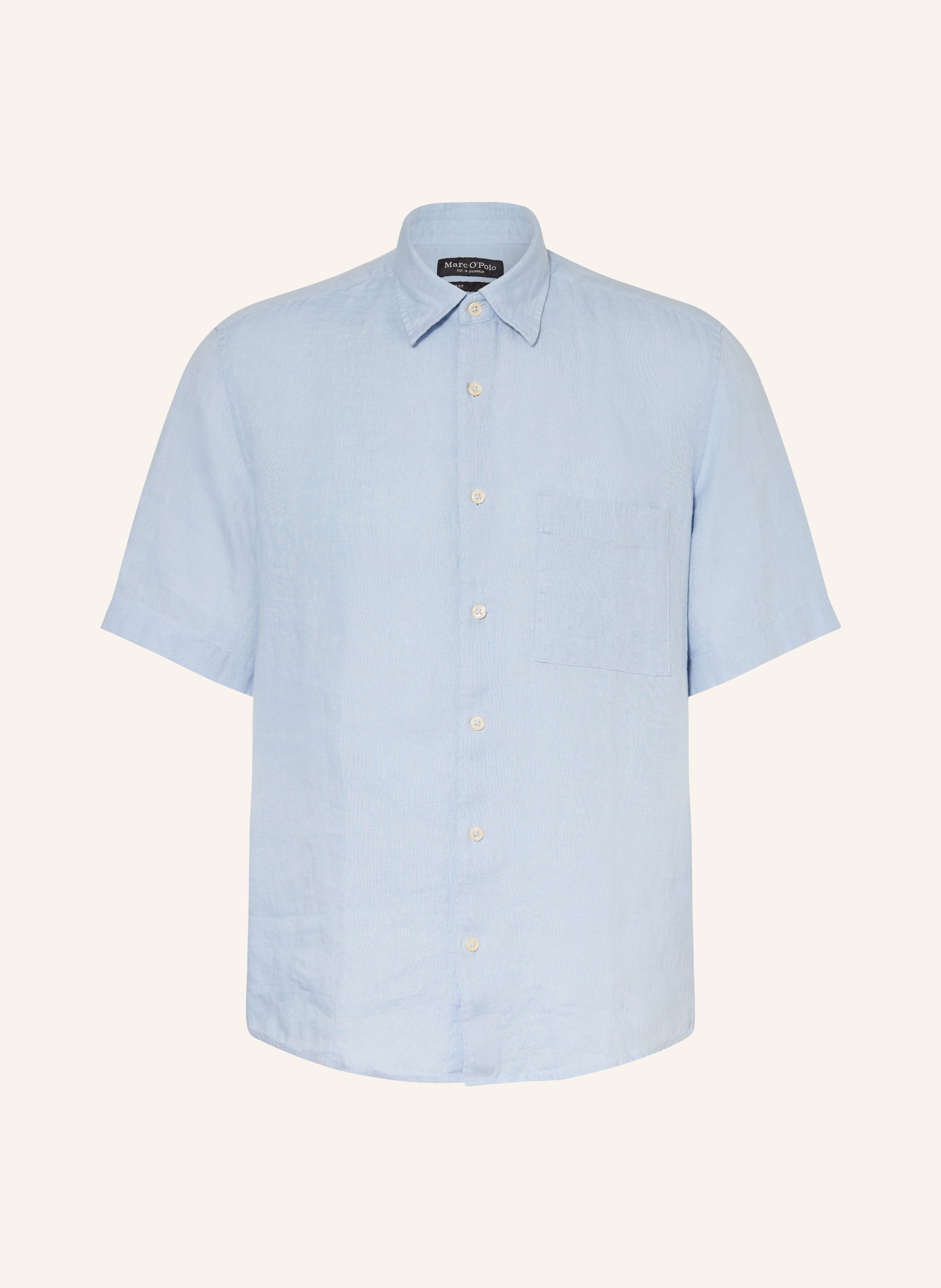 Marc O'polo Kurzarm-Hemd Regular Fit Aus Leinen blau