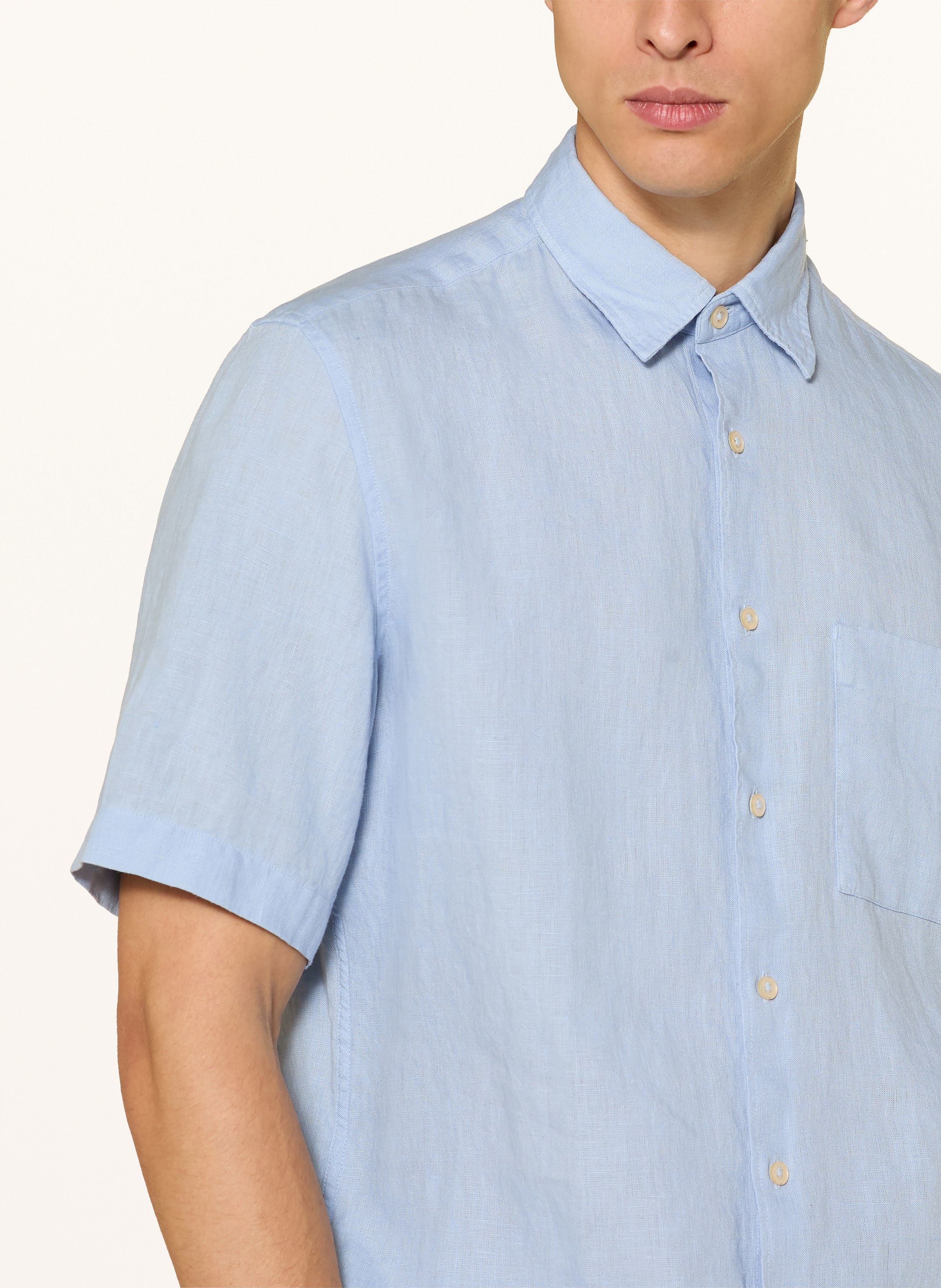 Thumbnail - Marc O'polo Kurzarm-Hemd Regular Fit Aus Leinen blau