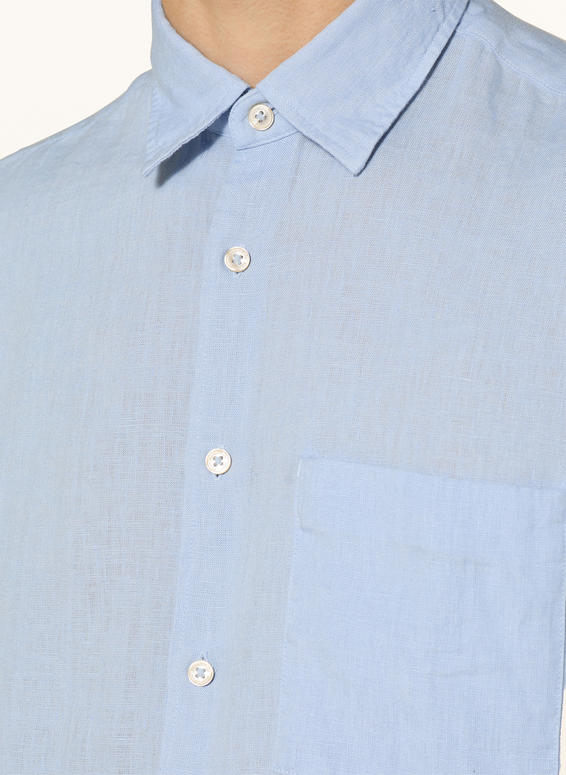 Thumbnail - Marc O'polo Kurzarm-Hemd Regular Fit Aus Leinen blau