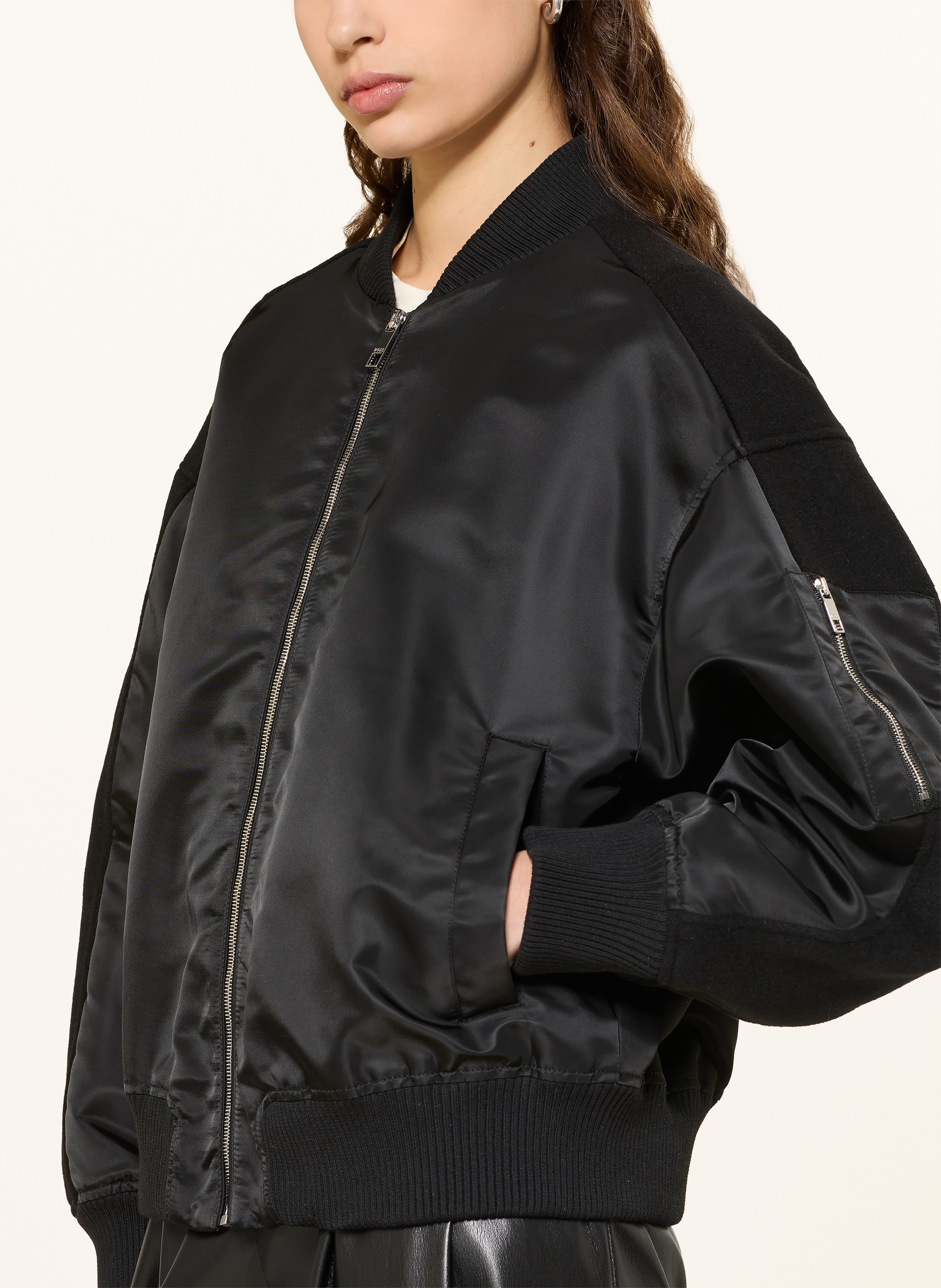 Thumbnail - Boss Blouson Pamilano Im Materialmix schwarz