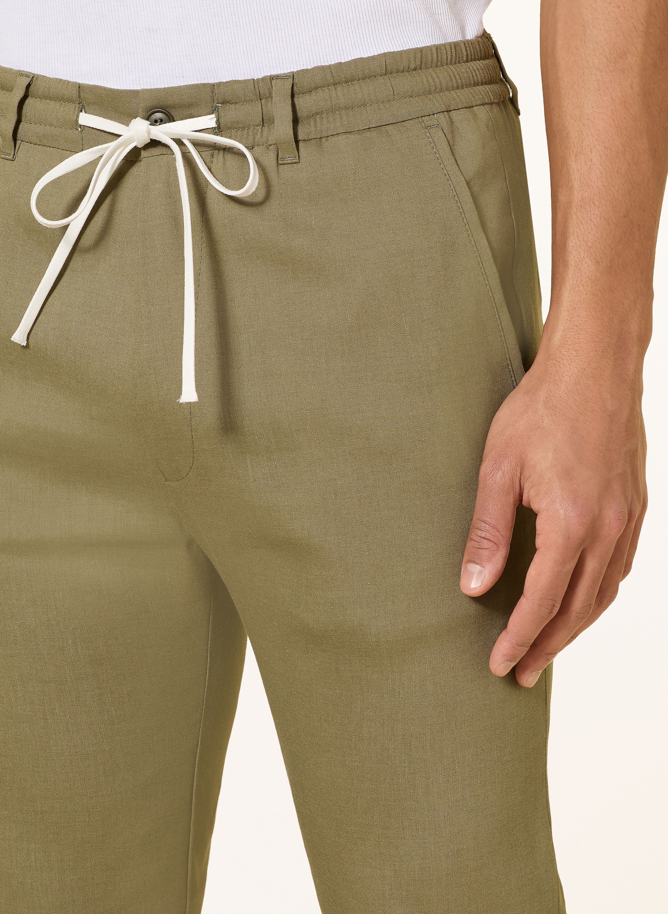 Thumbnail - Drykorn Hose Deger Im Jogging-Stil Regular Fit Mit Leinen gruen