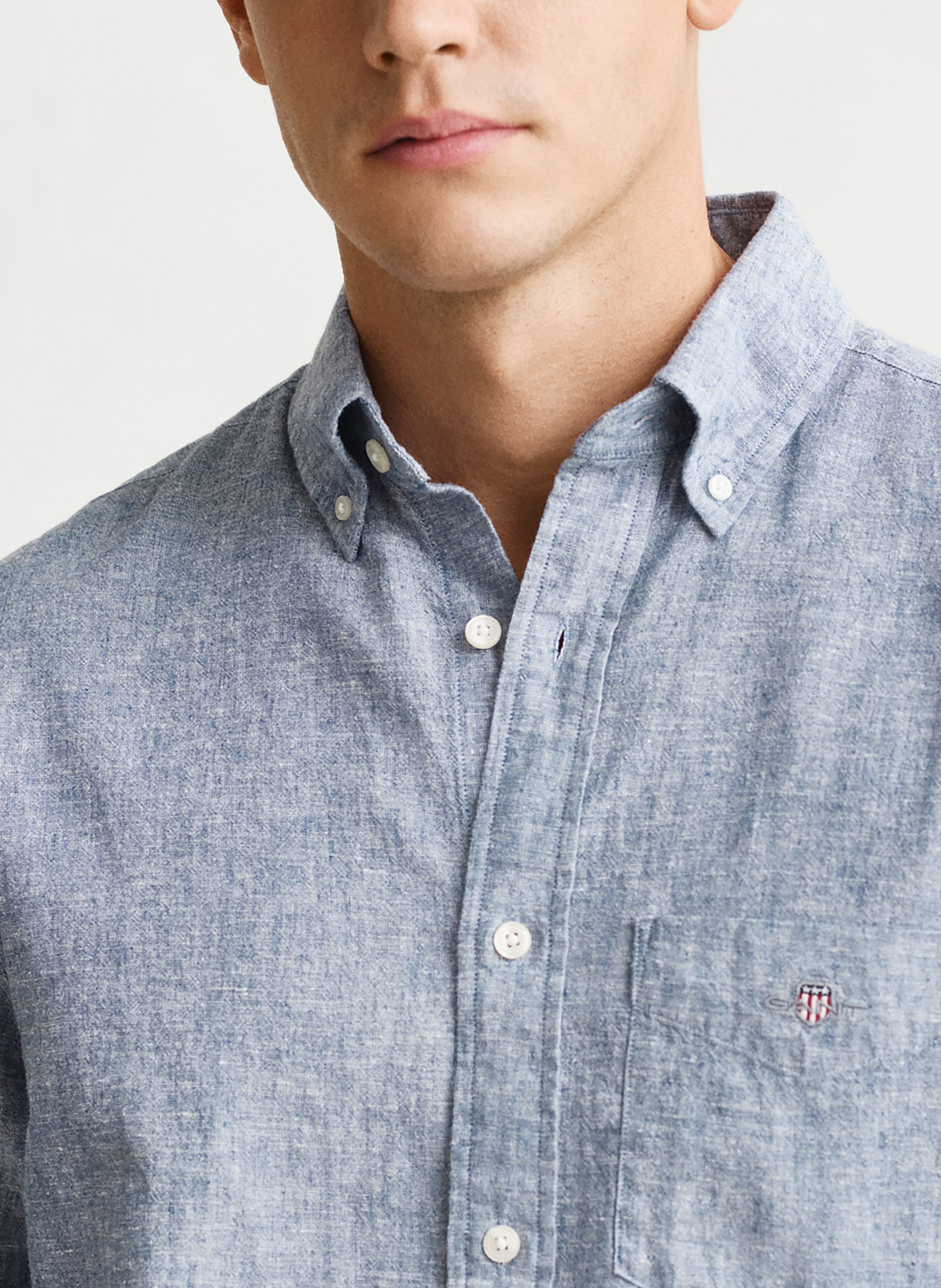 Thumbnail - Gant Hemd Regular Fit Mit Leinen blau