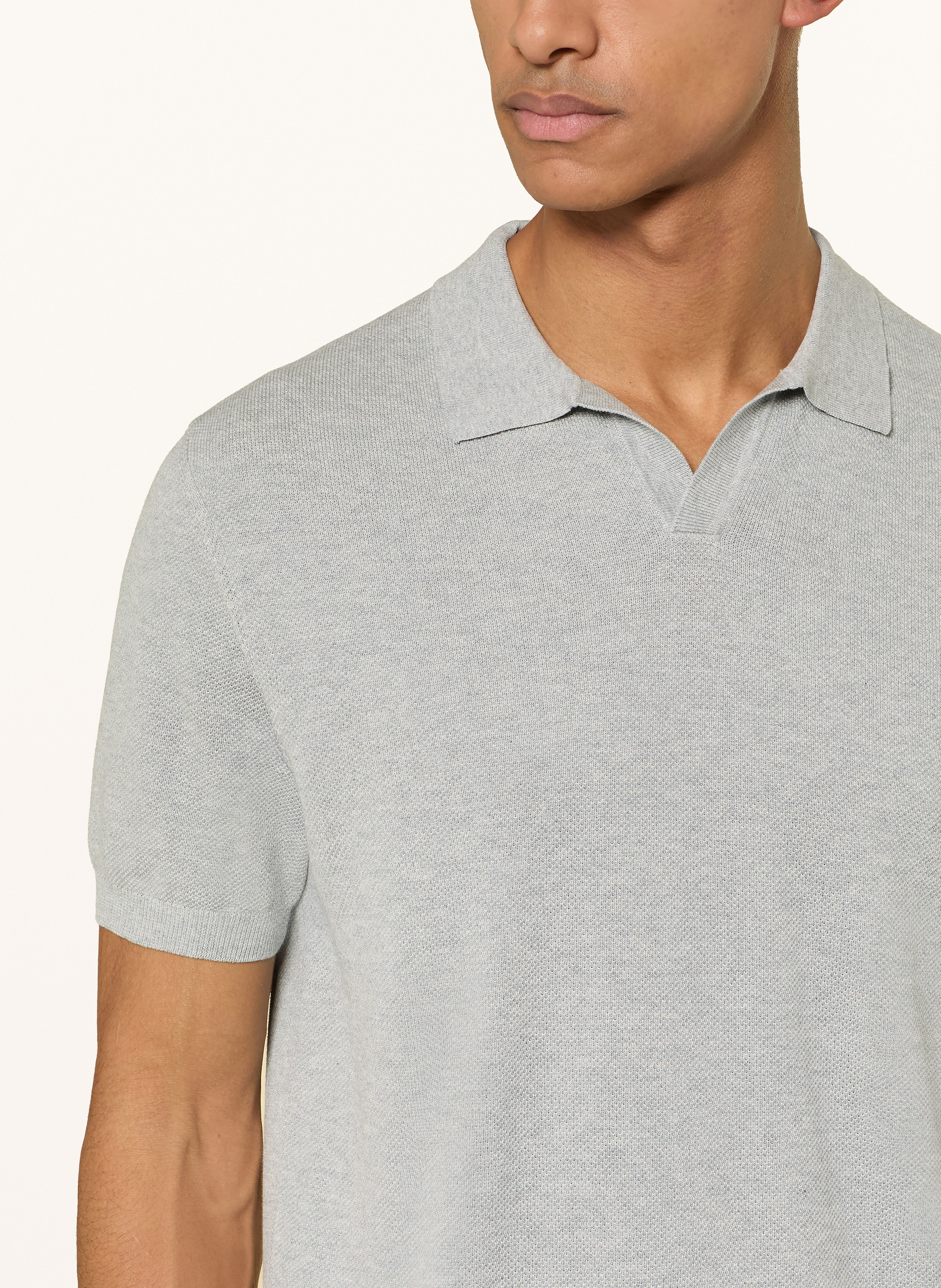 Thumbnail - Ragman Strick-Poloshirt grau