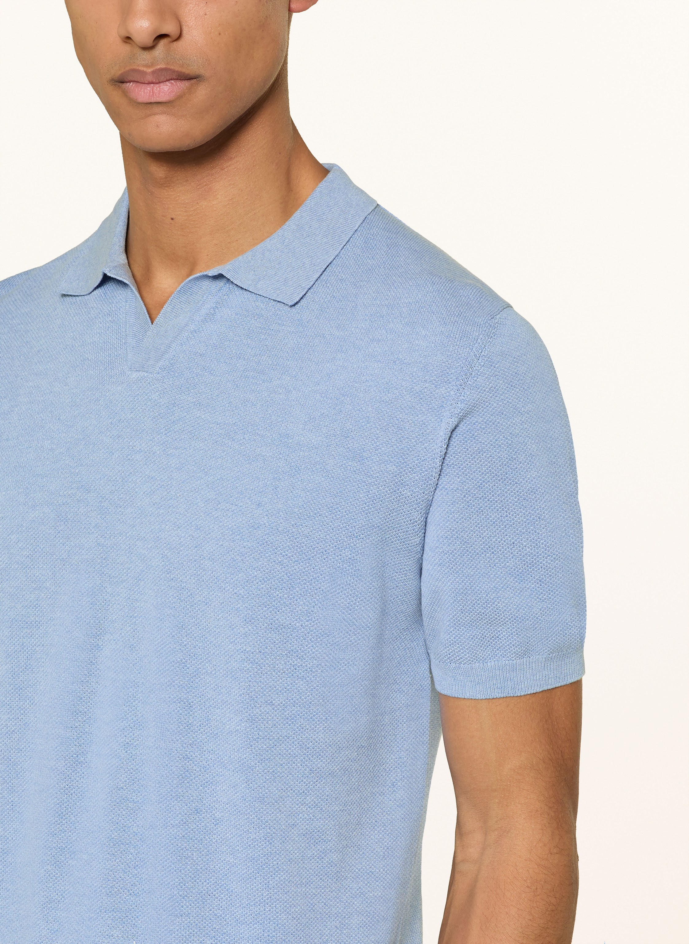 Thumbnail - Ragman Strick-Poloshirt blau