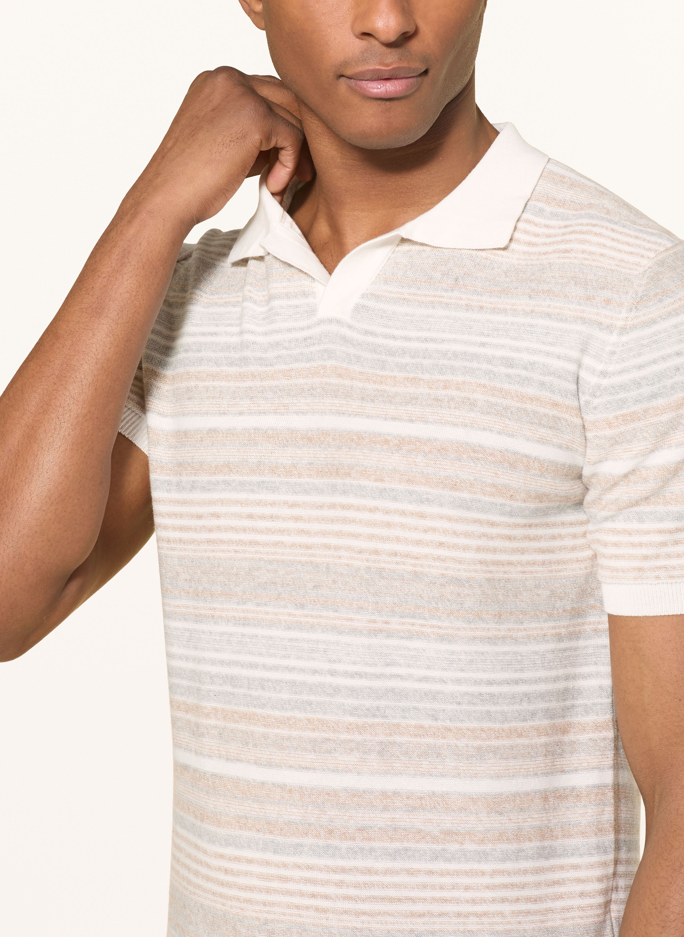 Thumbnail - Ragman Strick-Poloshirt grau