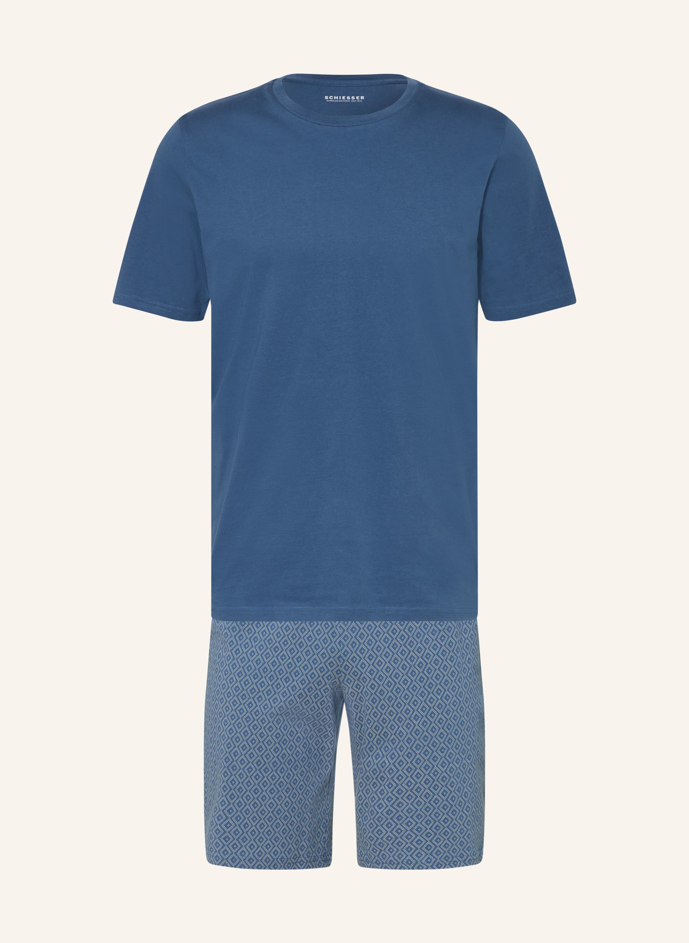 Schiesser Shorty-Schlafanzug Casual Essentials blau