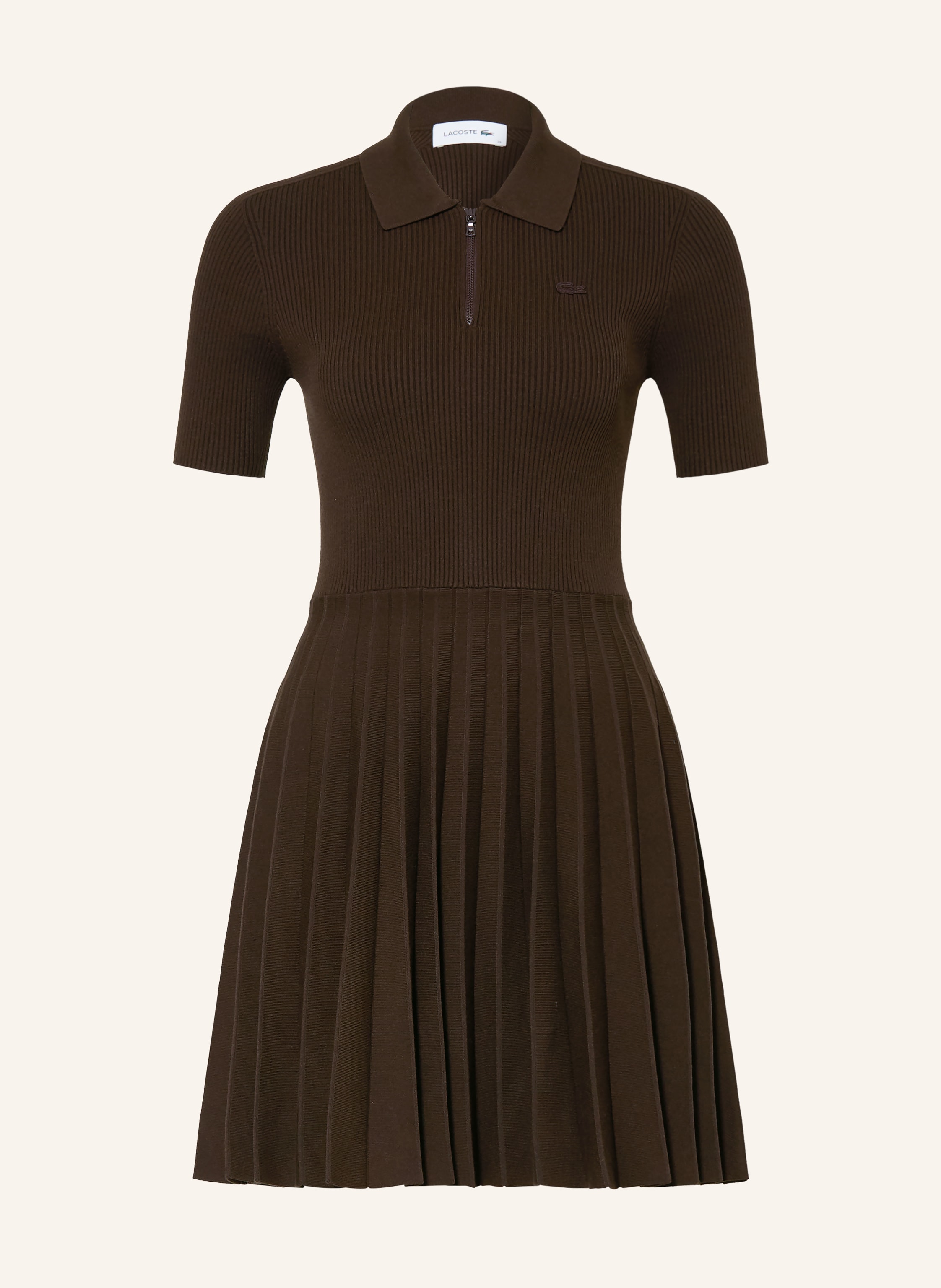 Lacoste Strickkleid Mit Plissees braun