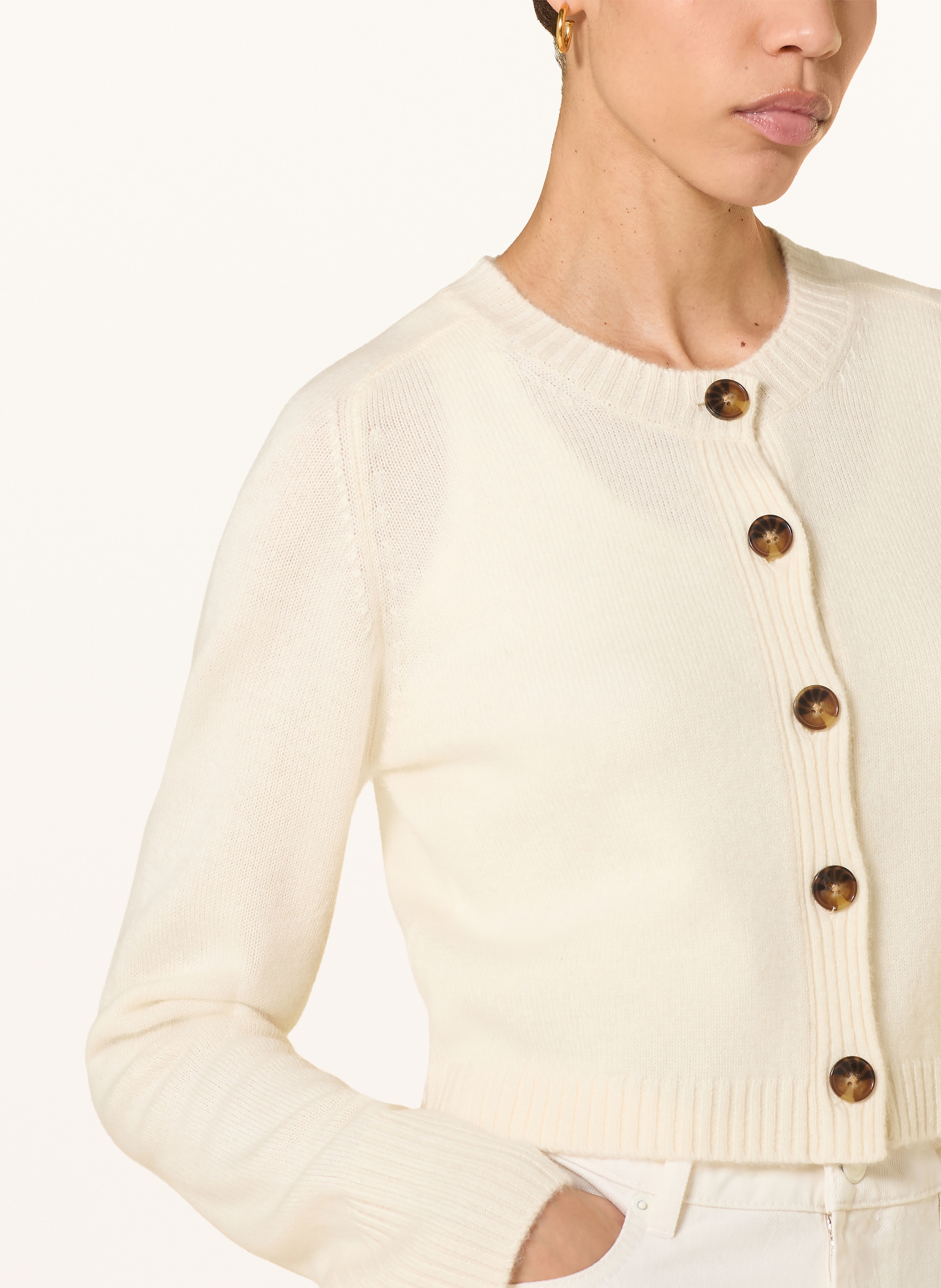 Thumbnail - Loulou De Saison Strickjacke Zephir Aus Cashmere weiss