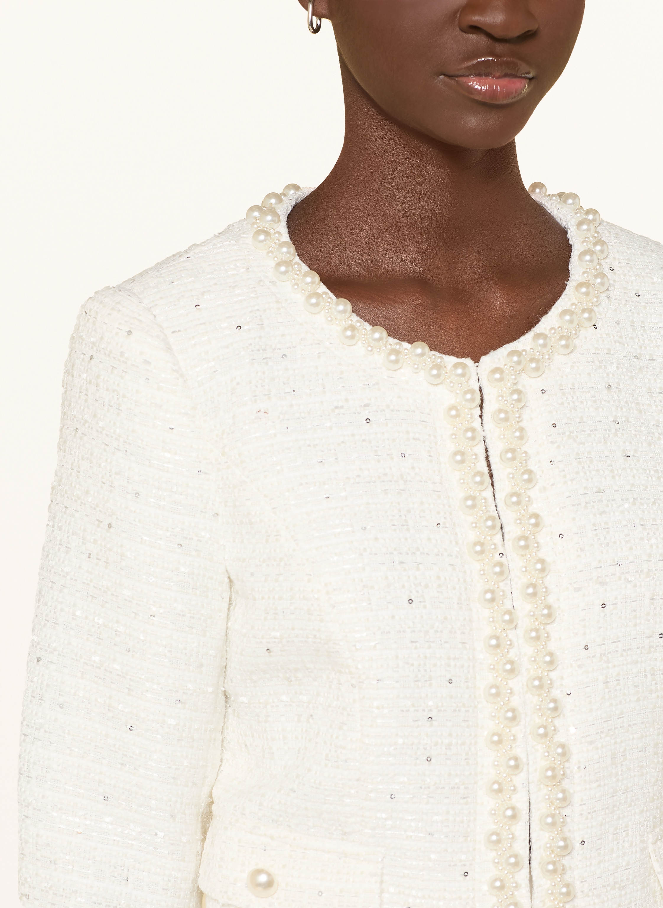 Thumbnail - Apart Tweed-Blazer Mit Pailletten Und Schmuckperlen weiss