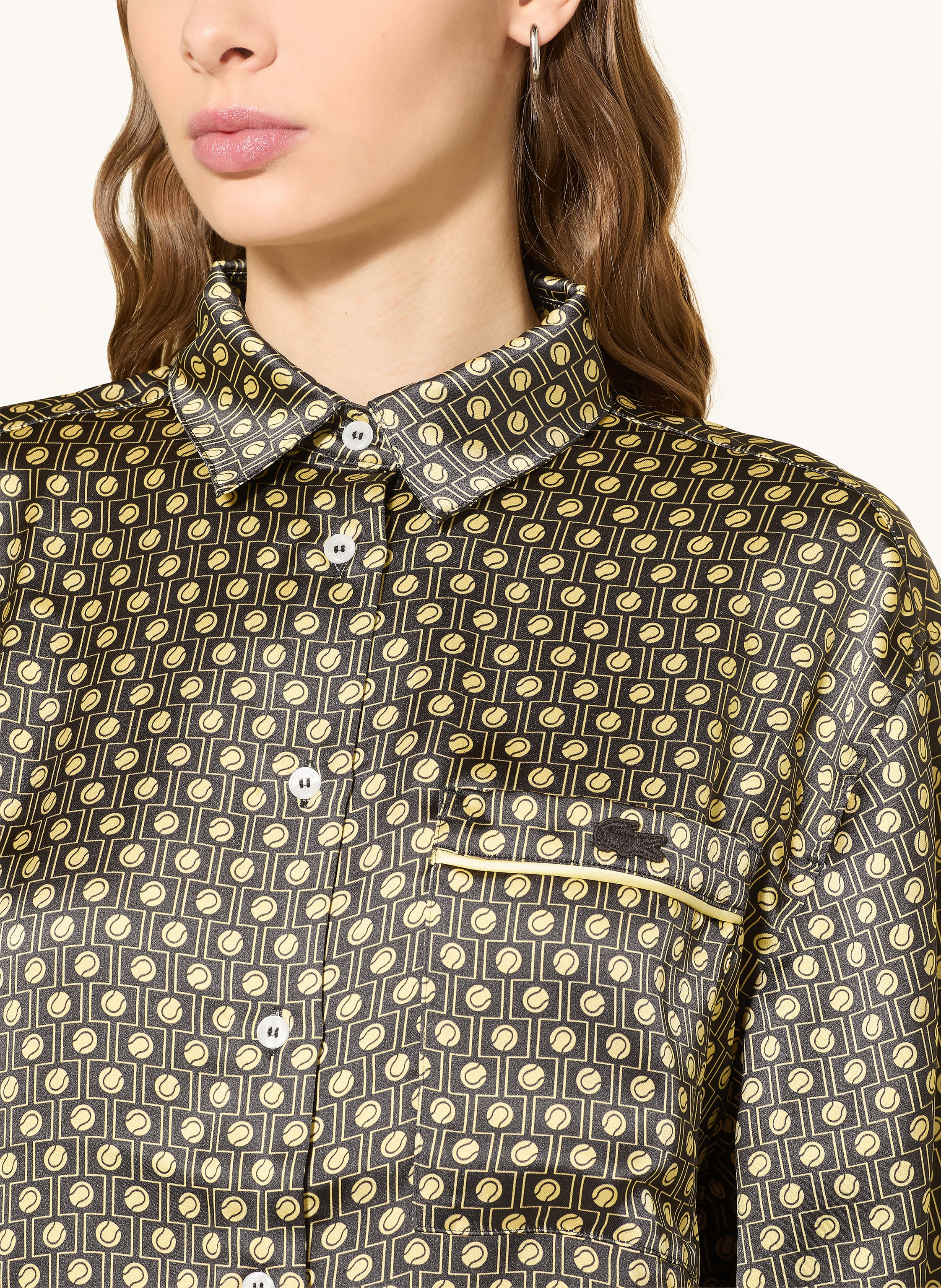 Thumbnail - Lacoste Hemdbluse Aus Satin braun