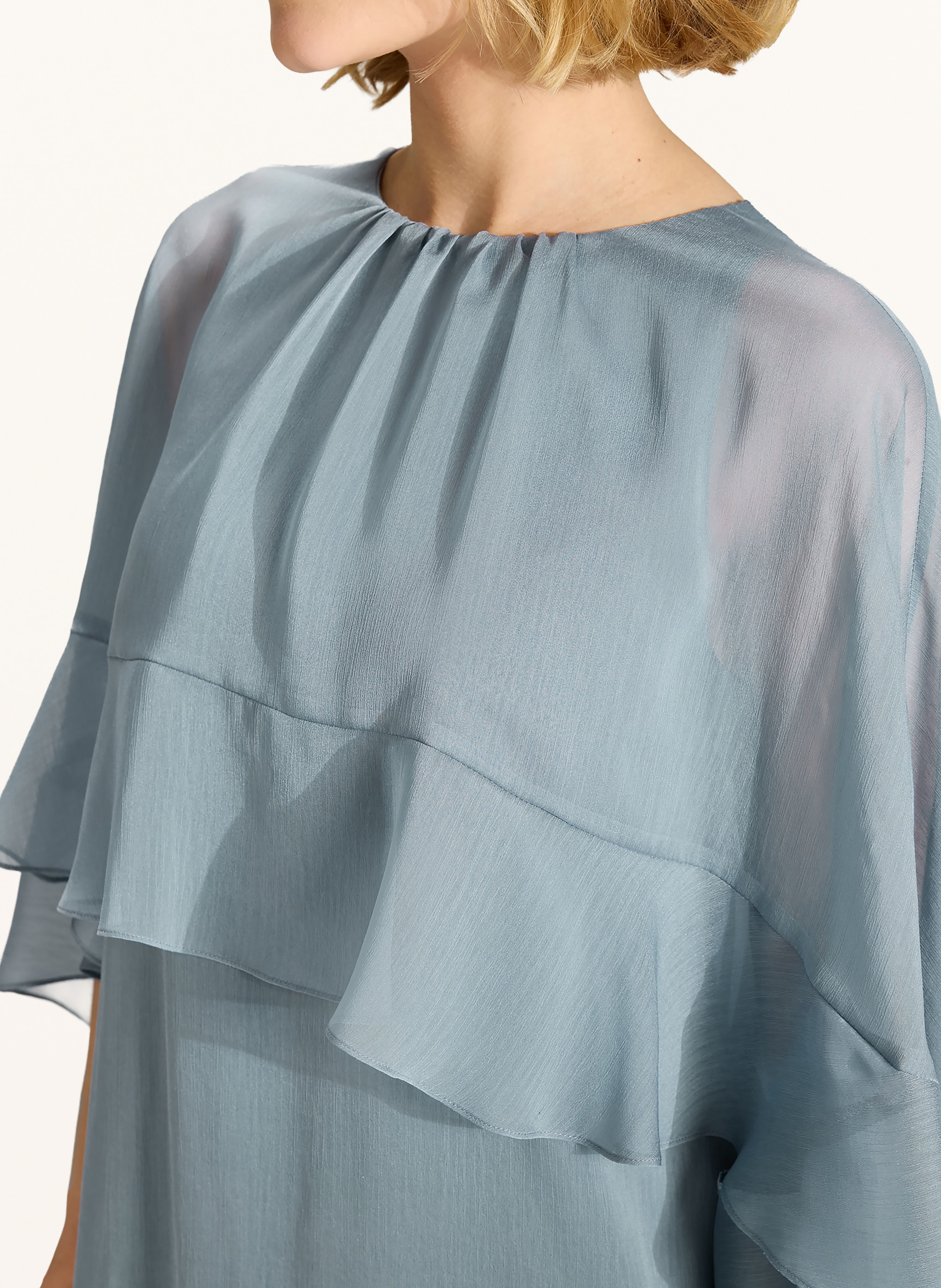 Thumbnail - Swing Cocktailkleid Mit Volants blau