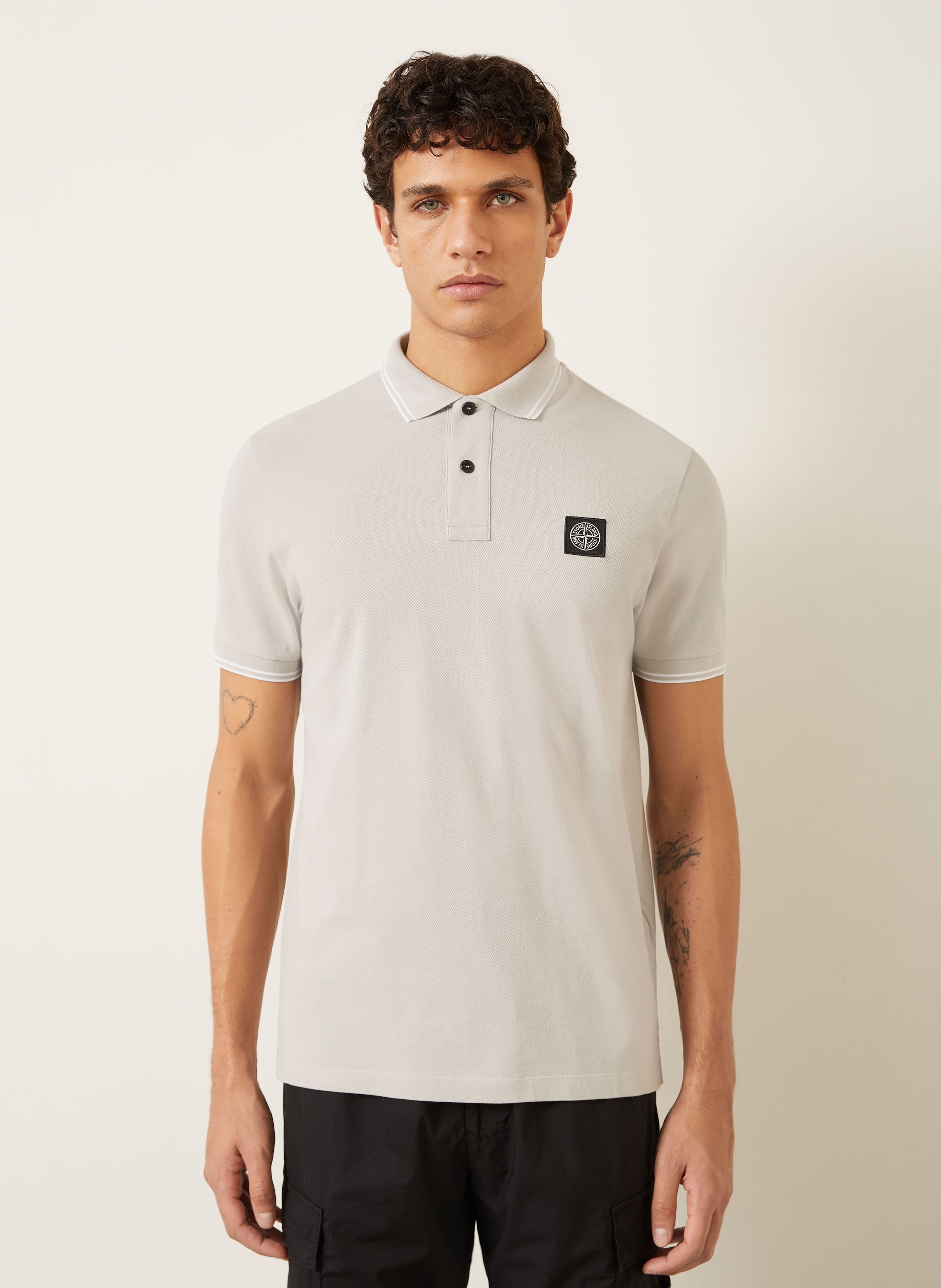 Thumbnail - Stone Island Piqué-Poloshirt grau