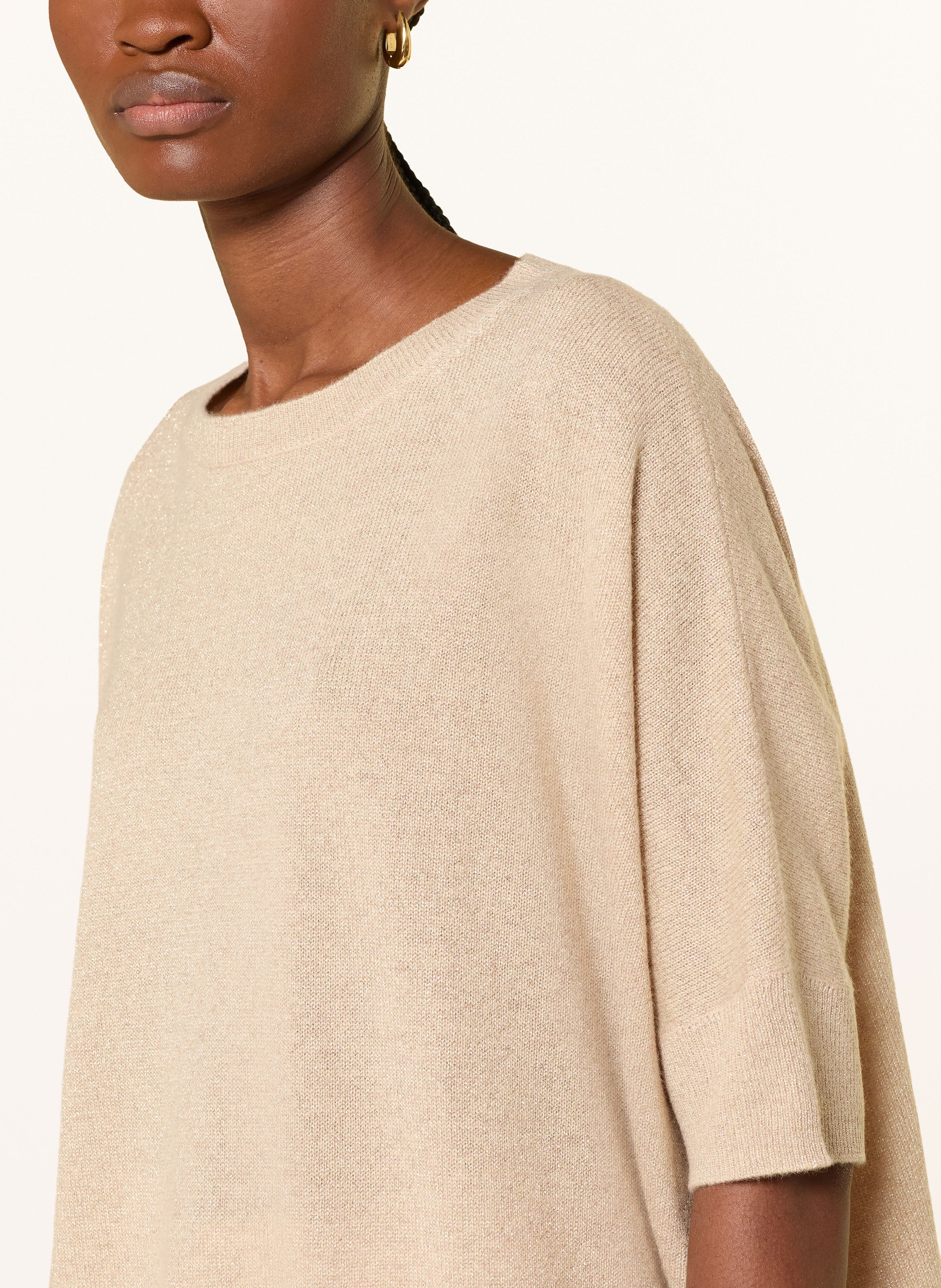 Thumbnail - Darling Harbour Strickshirt Aus Cashmere Mit Glitzergarn beige