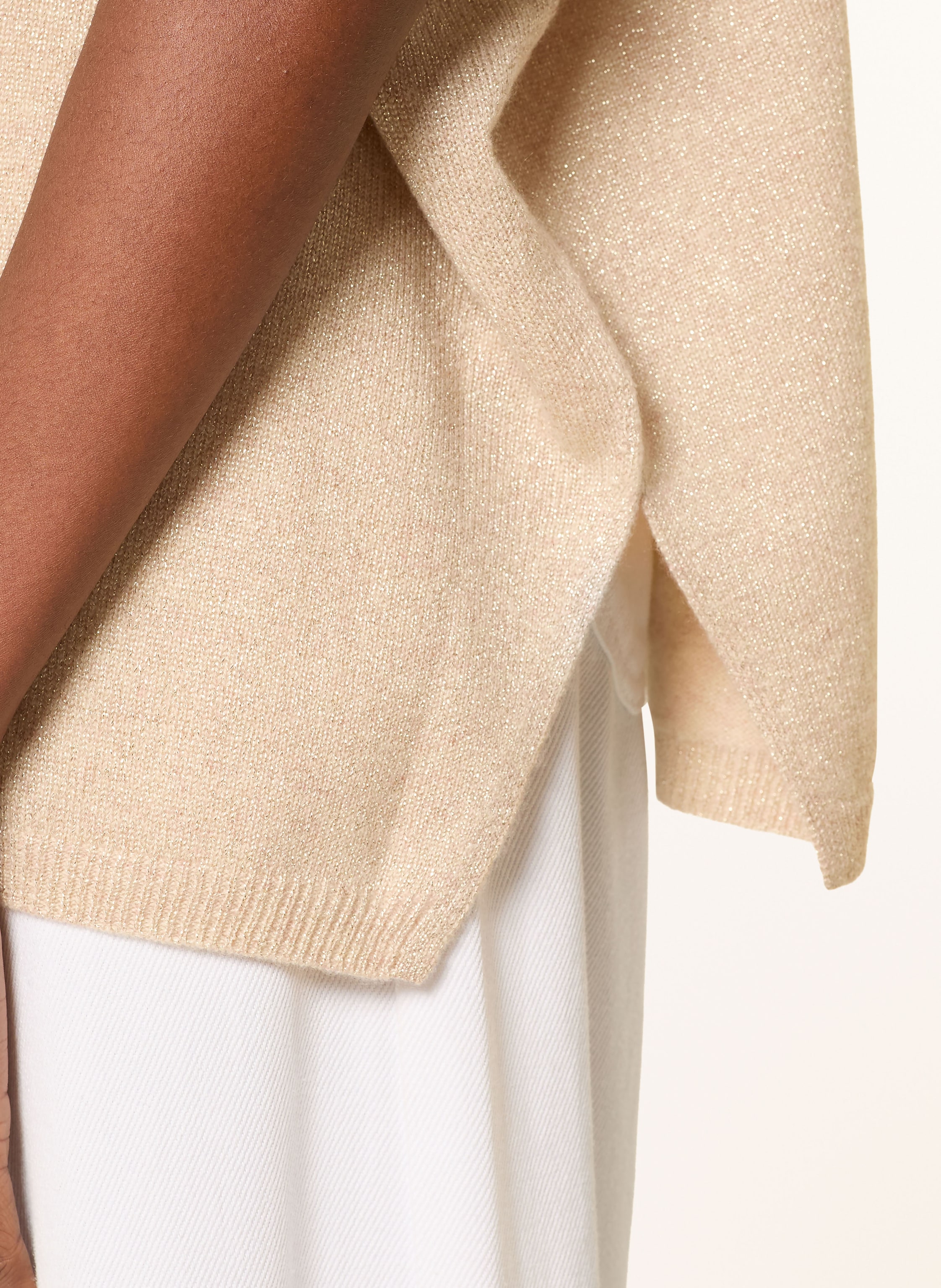 Thumbnail - Darling Harbour Strickshirt Aus Cashmere Mit Glitzergarn beige