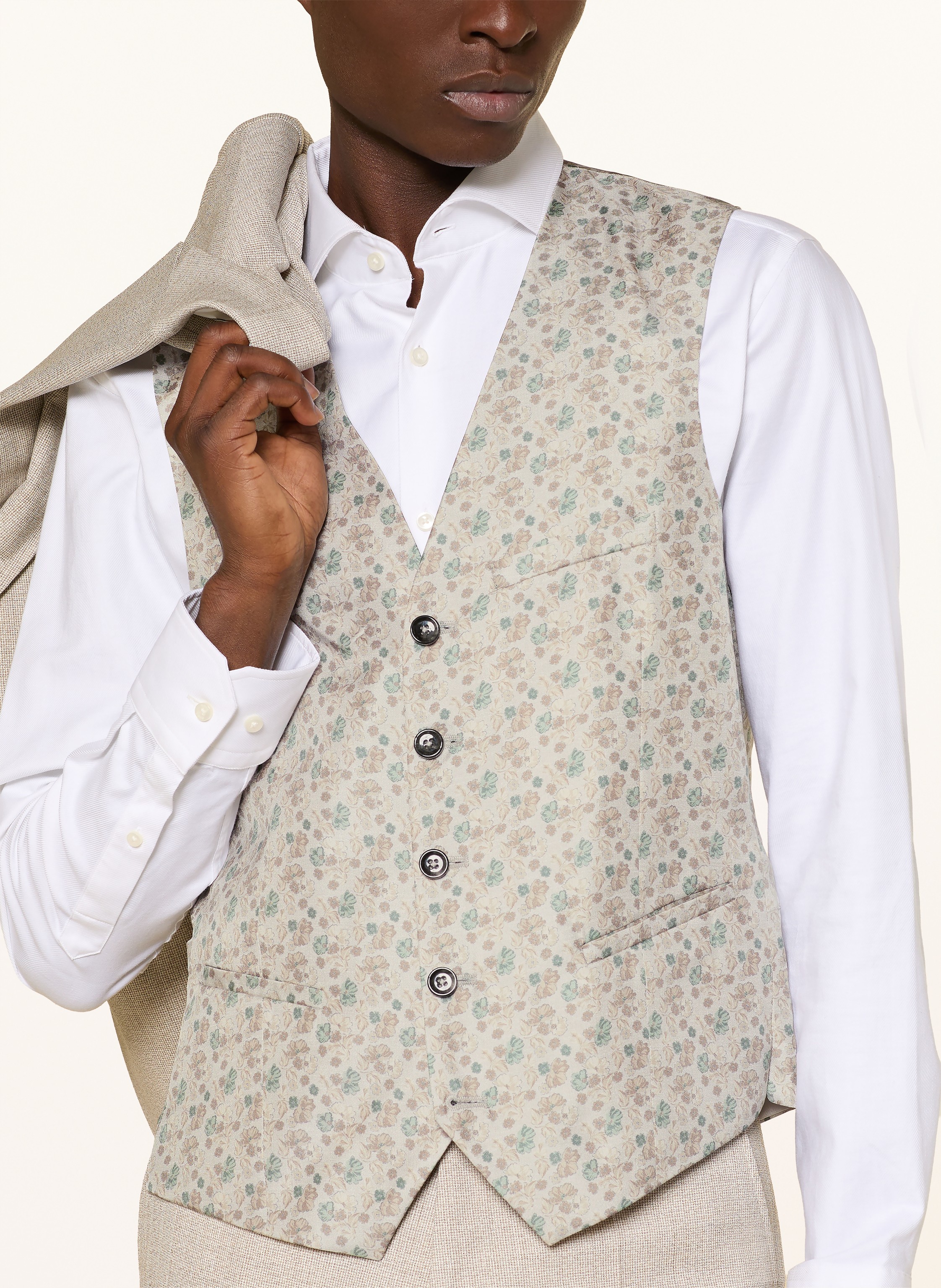 Thumbnail - Cg - Club Of Gents Anzugweste Cg Plum Slim Fit beige