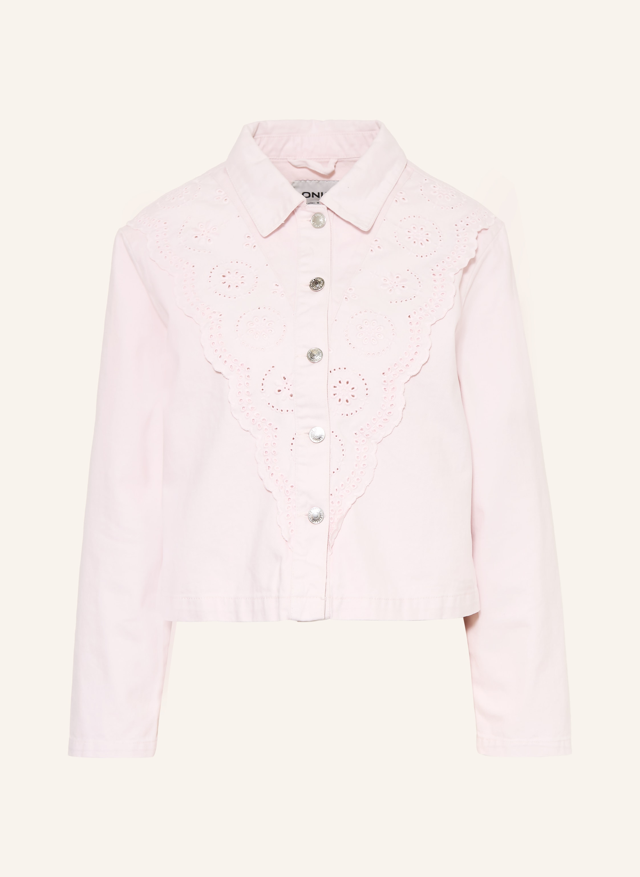 Only Jeansjacke Mit Lochspitze rosa