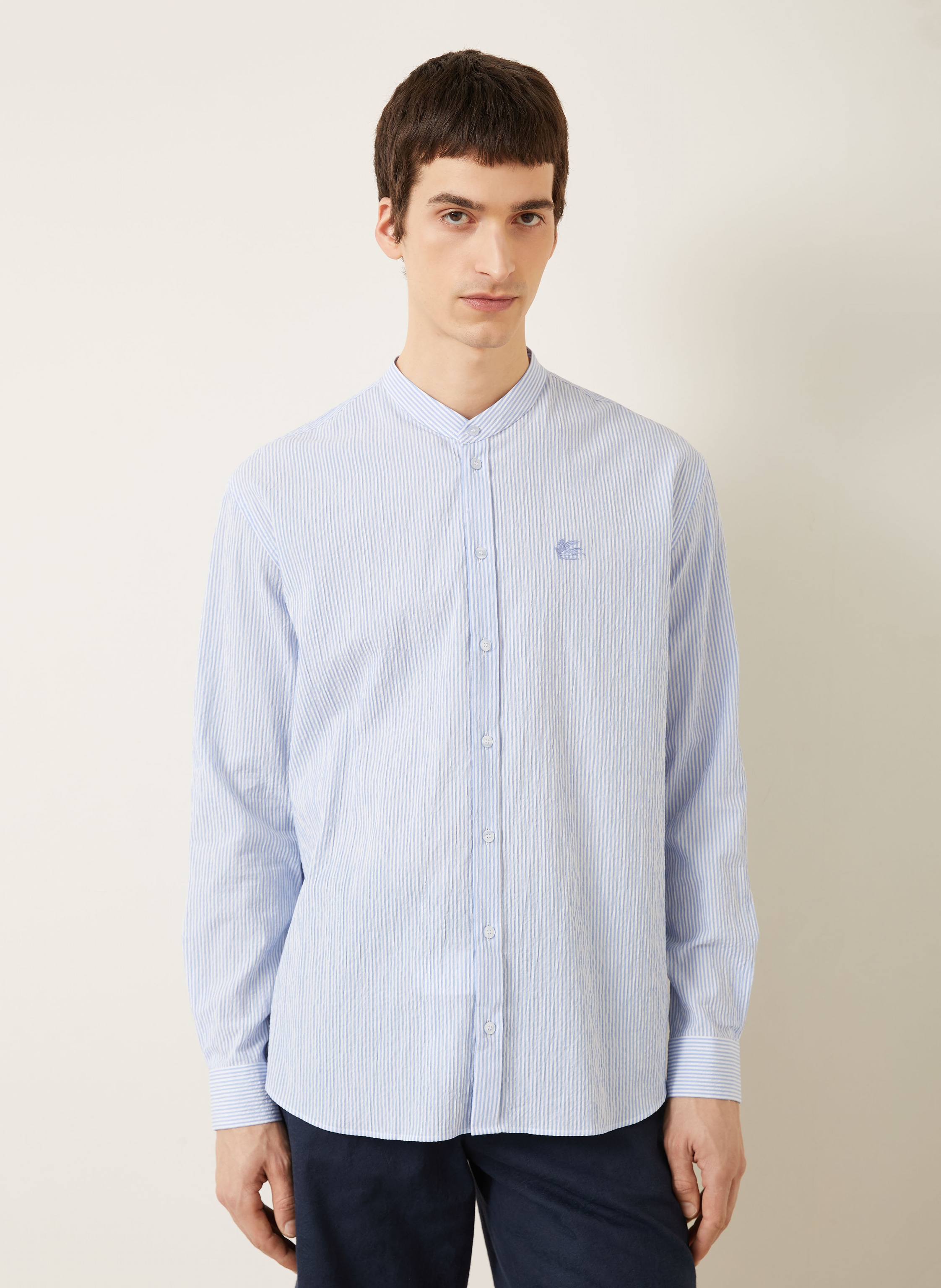 Thumbnail - Etro Hemd Comfort Fit Mit Stehkragen blau