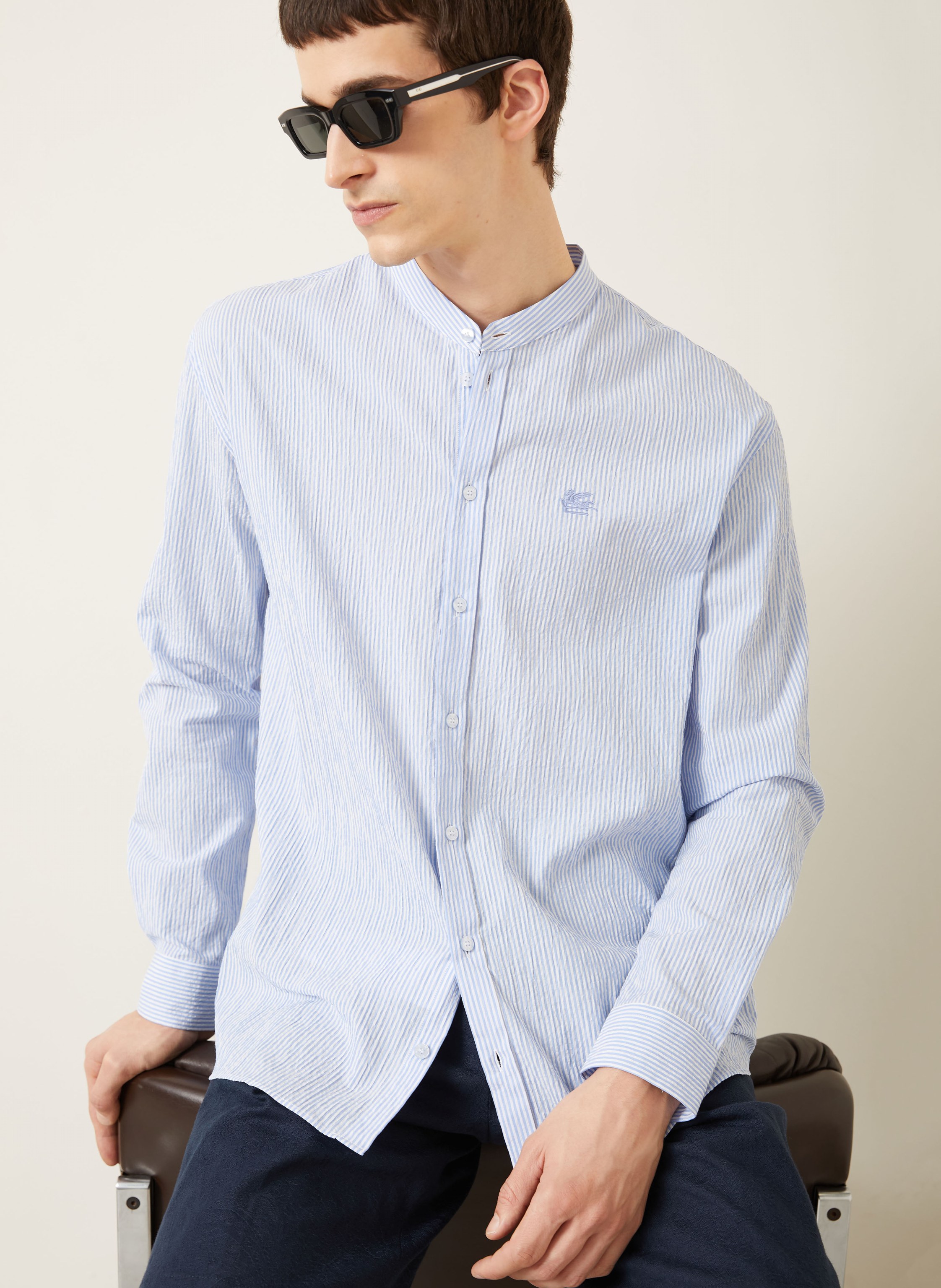 Thumbnail - Etro Hemd Comfort Fit Mit Stehkragen blau