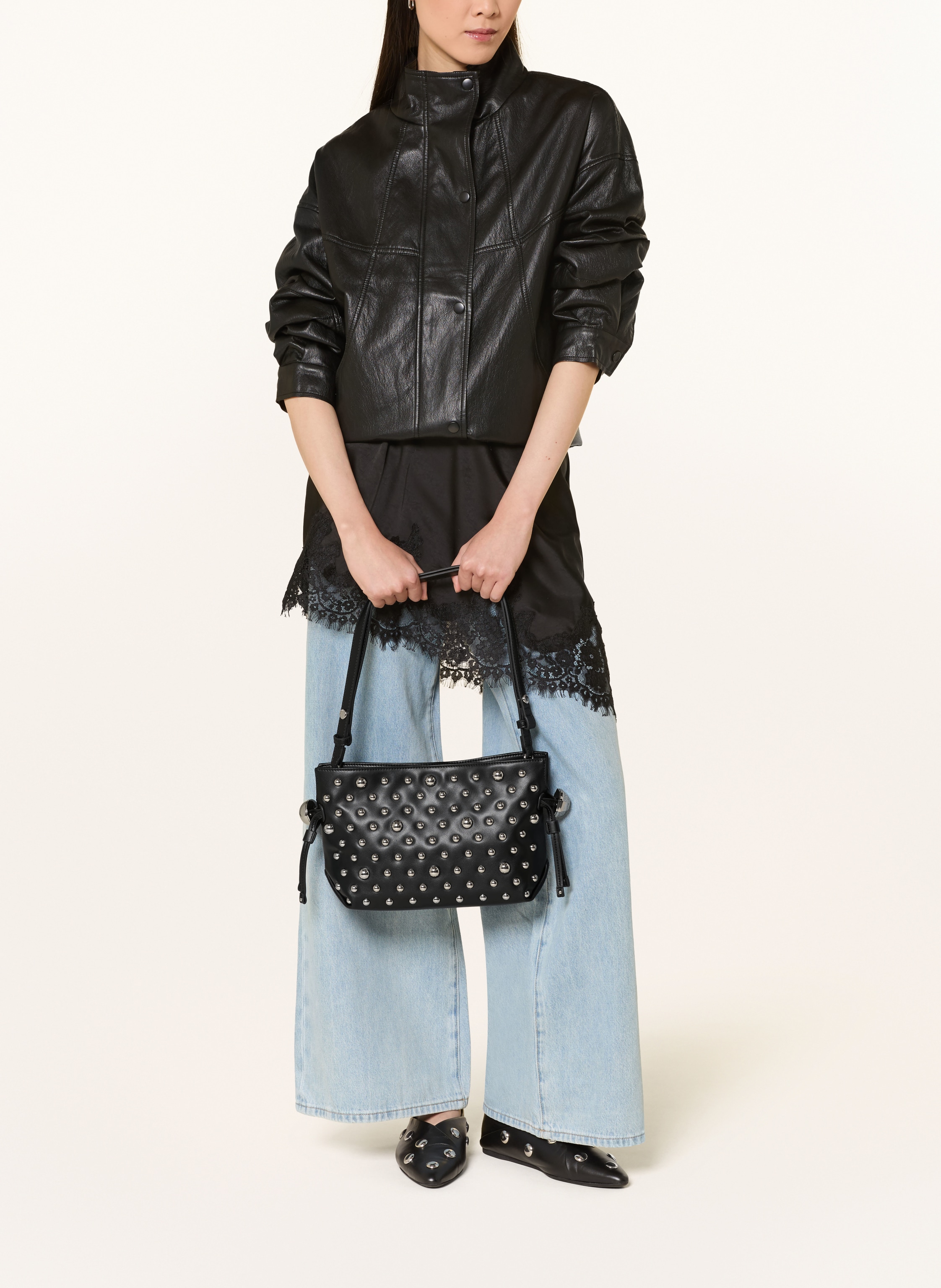 Thumbnail - Liu Jo Schultertasche Riccy Small Mit Nieten schwarz