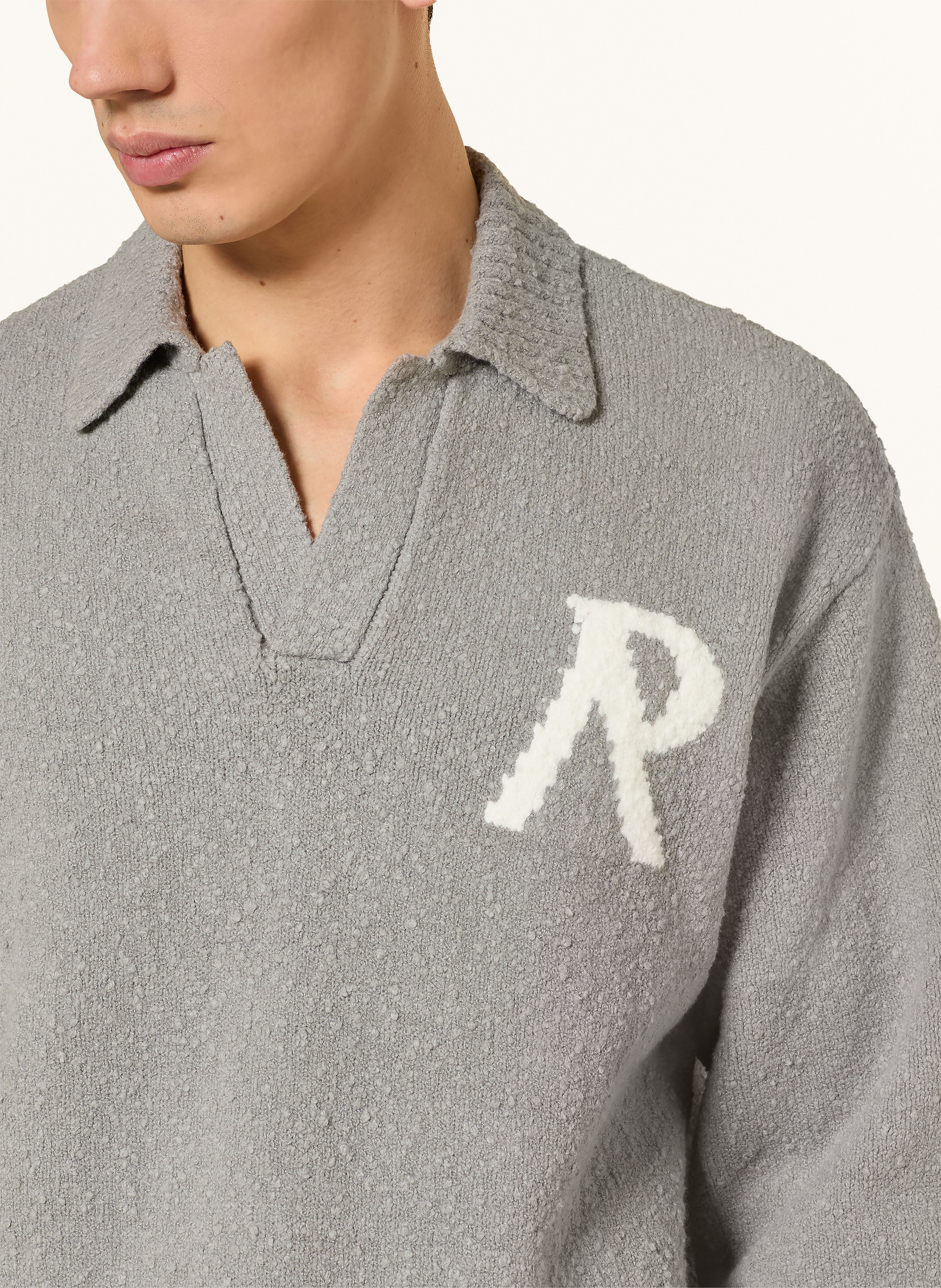 Thumbnail - Represent Strick-Poloshirt grau