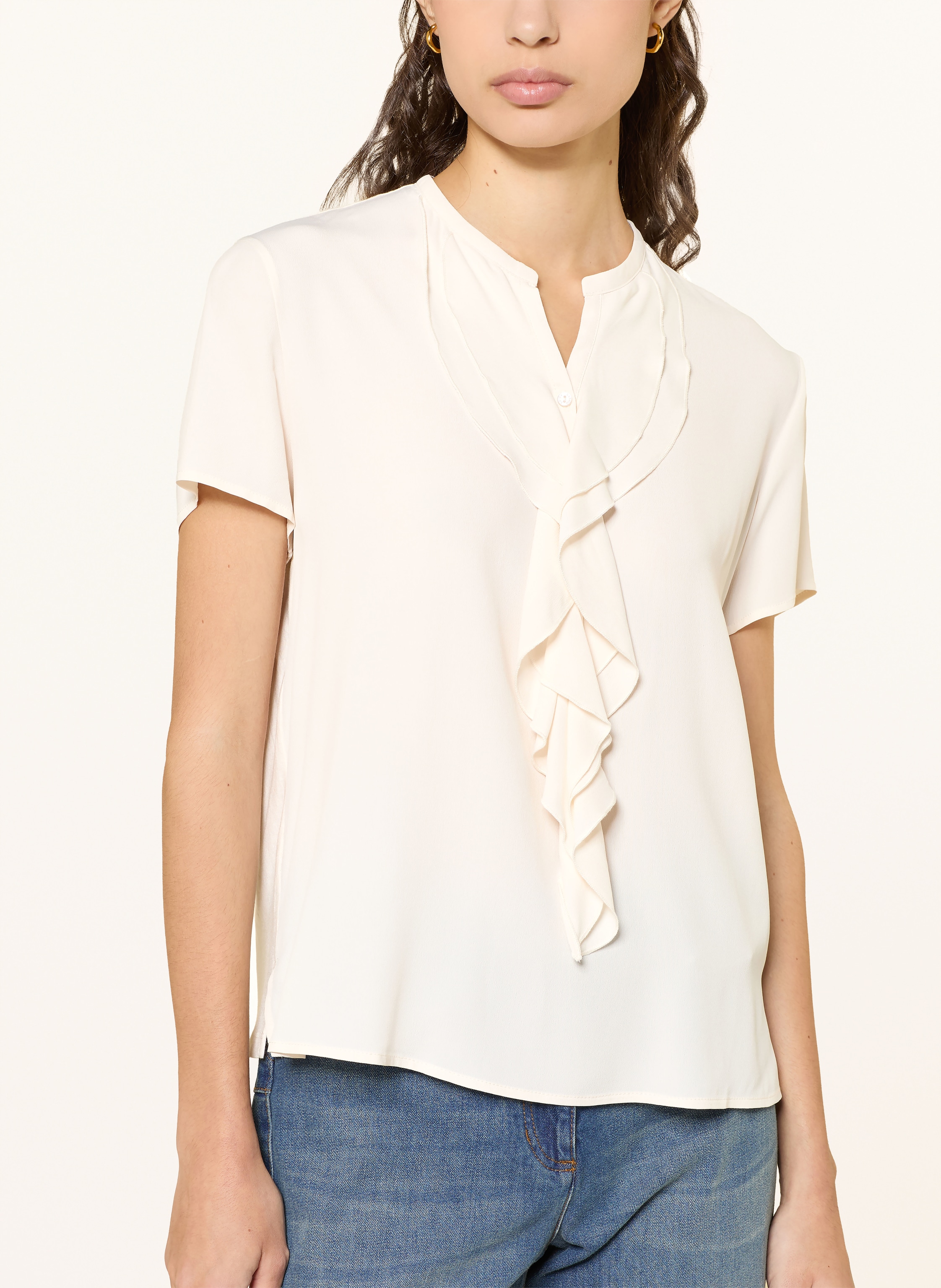 Thumbnail - Luisa Cerano Blusenshirt Im Materialmix Mit Seide weiss