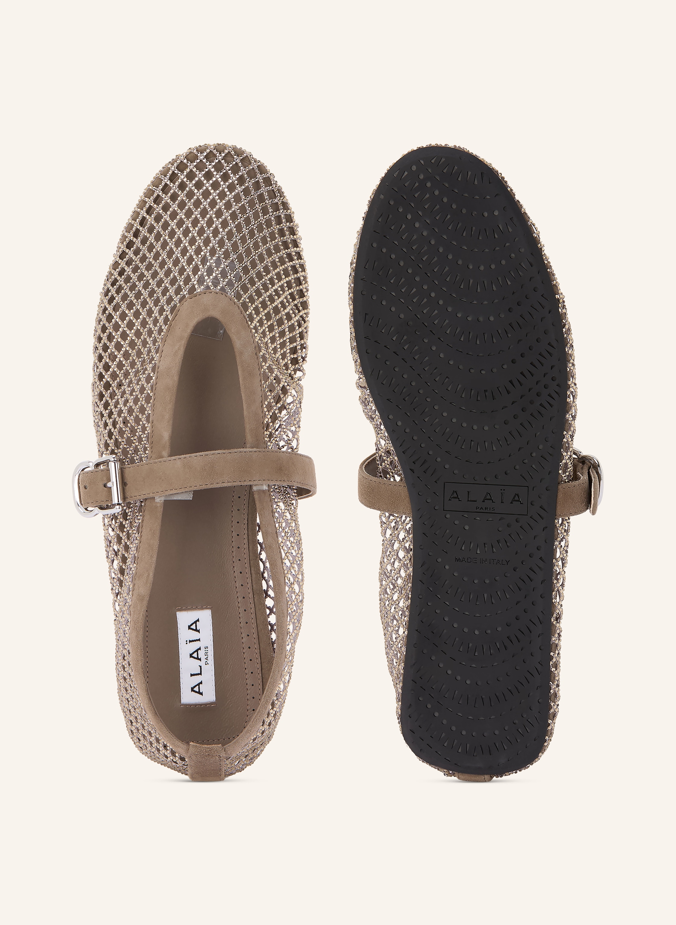 Thumbnail - Alaïa Mary-Jane-Ballerinas Mit Schmucksteinen rosegold