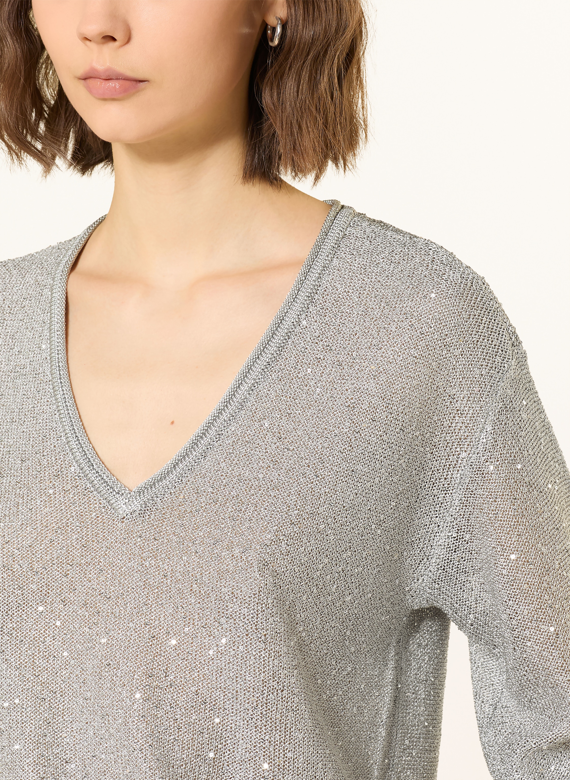 Thumbnail - Patrizia Pepe Pullover Mit Pailletten silber