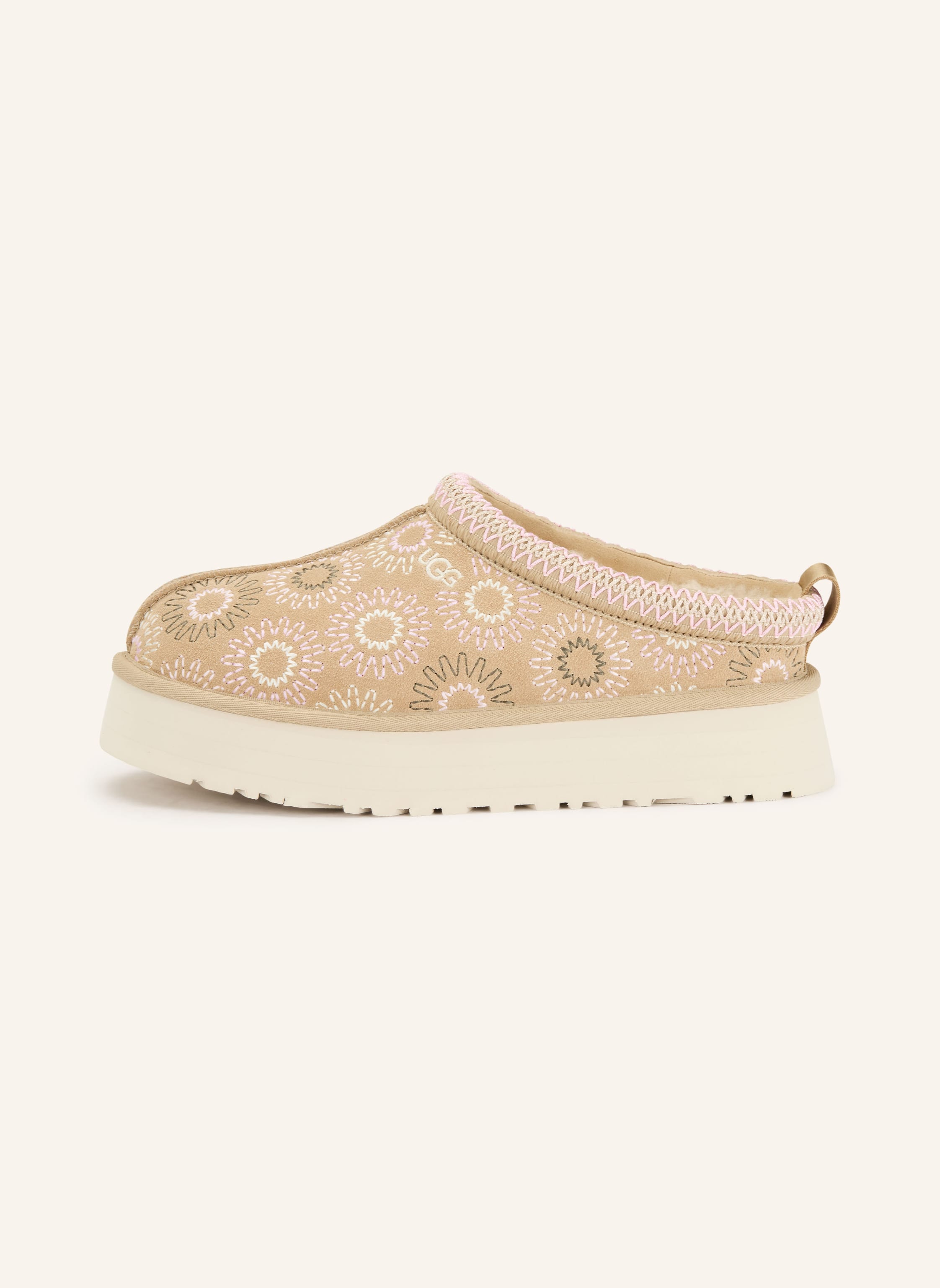 Thumbnail - Ugg Plateau-Pantoletten Tazz Sun Stitch beige