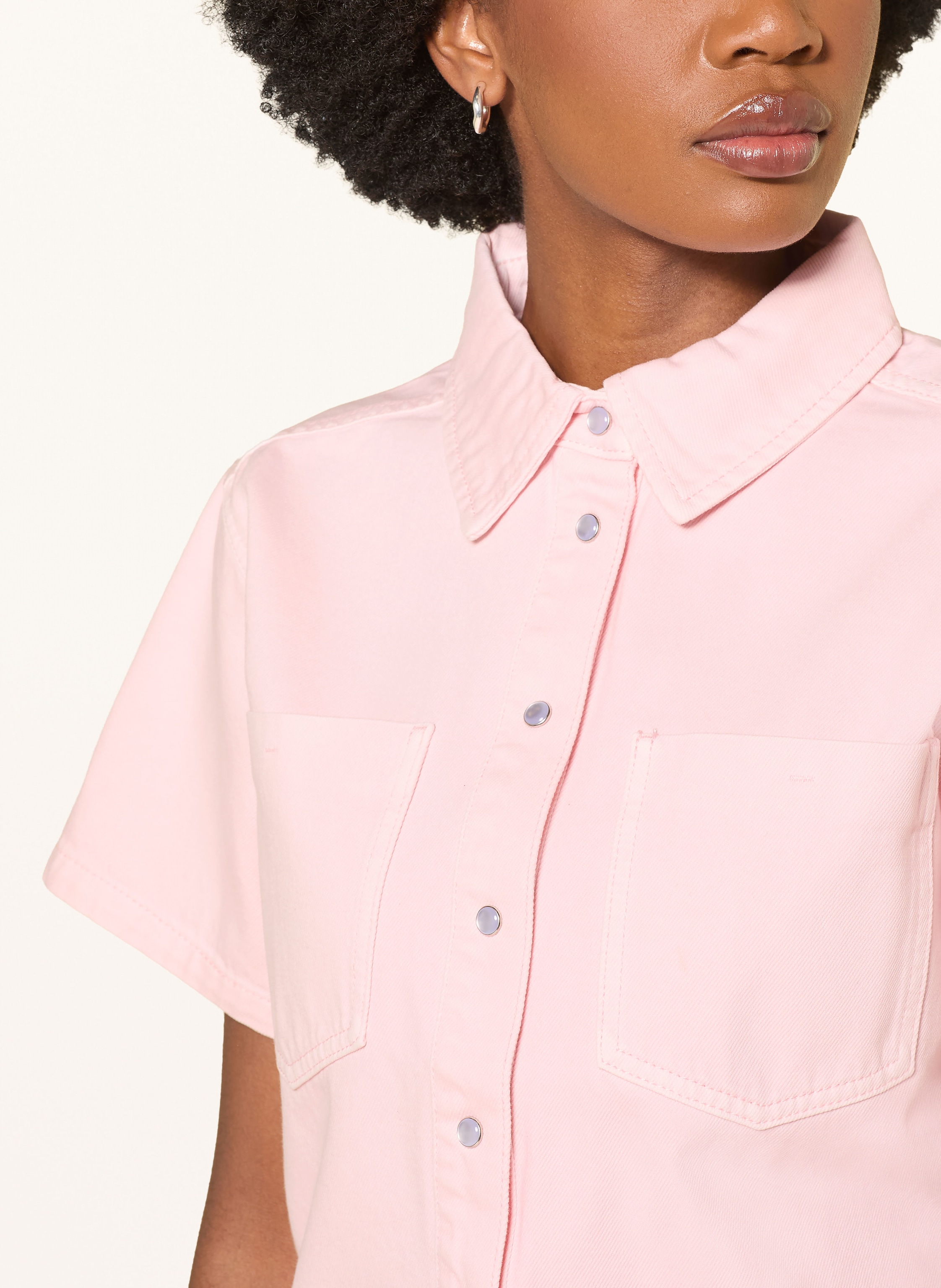 Thumbnail - Mrs & Hugs Jeansbluse rosa