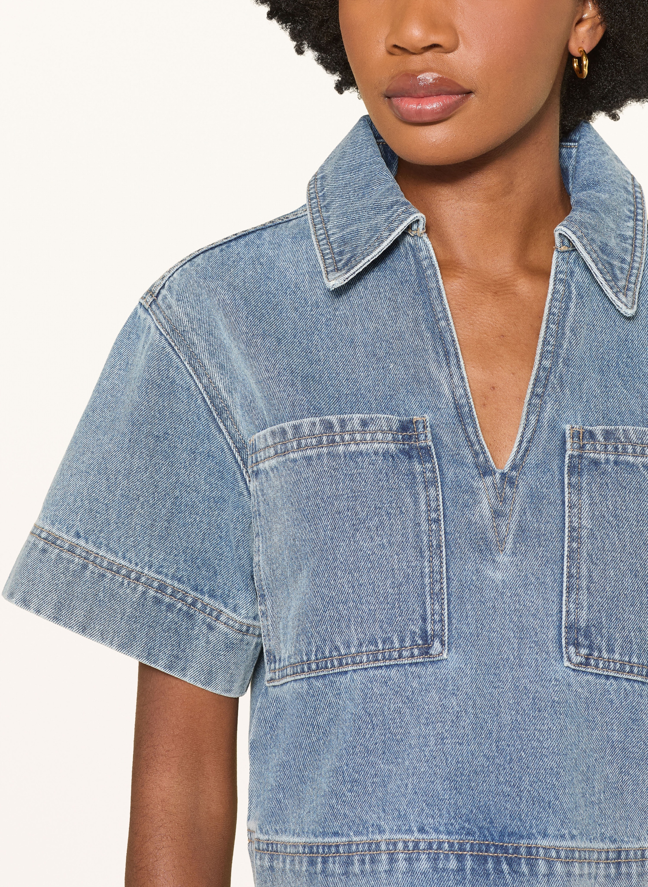 Thumbnail - Mrs & Hugs Jeansbluse blau