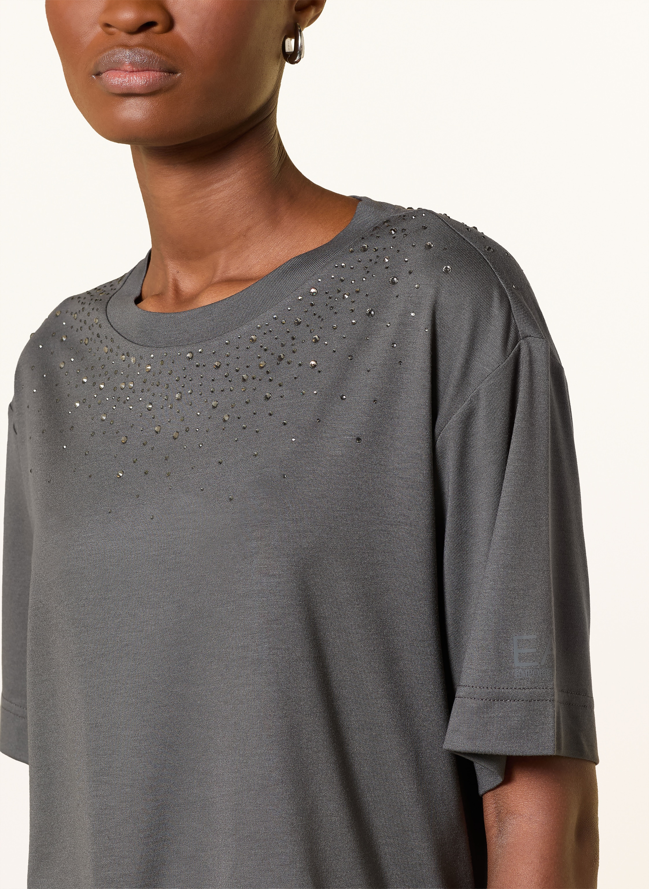 Thumbnail - ea7 Emporio Armani T-Shirt Mit Schmucksteinen grau
