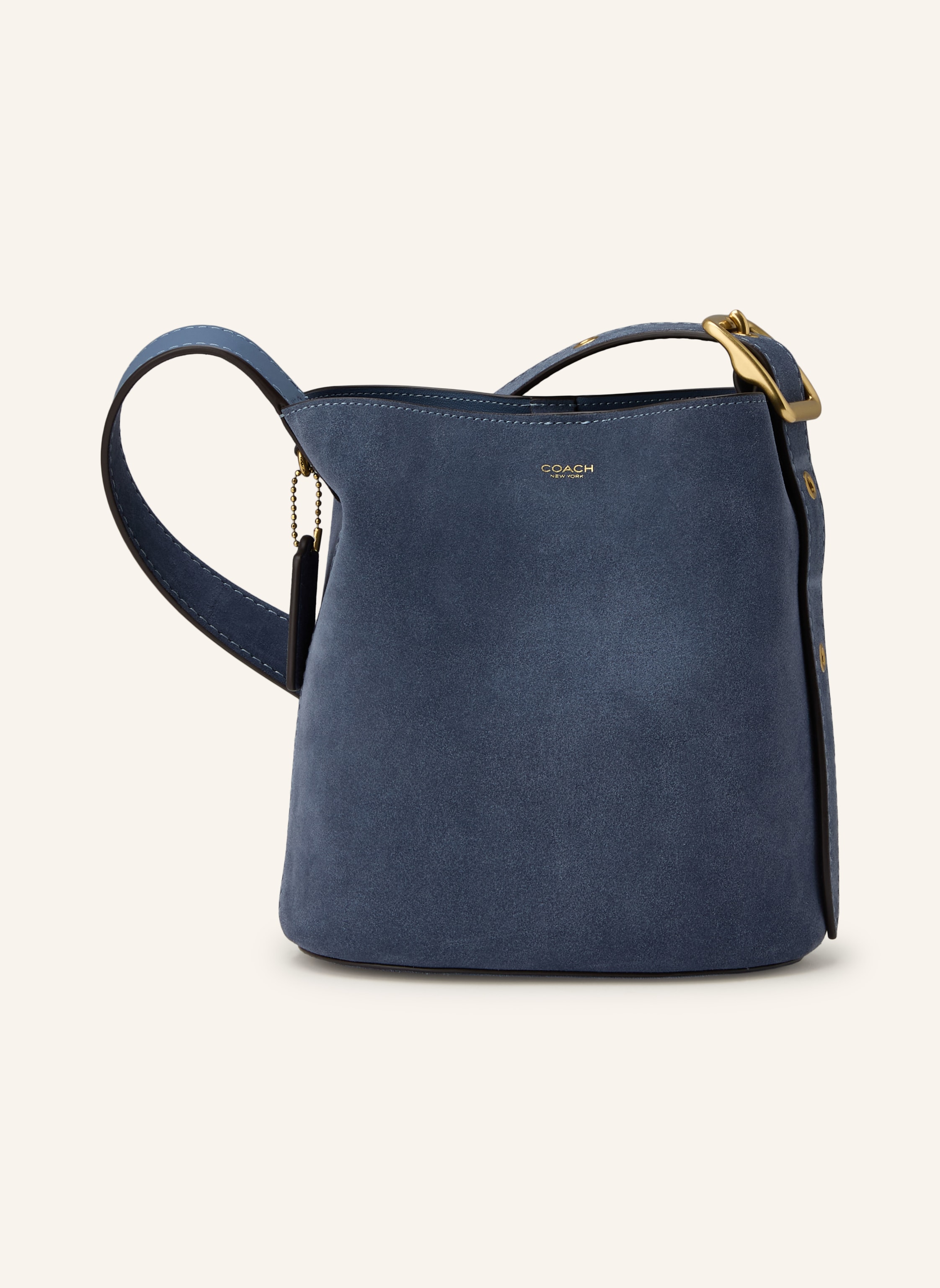 Coach Ein Steckfach. Herausnehmbare Pouch. Längenverstellbarer Schulterriemen. Verstärkter Taschenboden. Karabinerverschluss. Innen ein Hauptfach. Label-Detail. Aus Veloursleder. Unifarben in blau