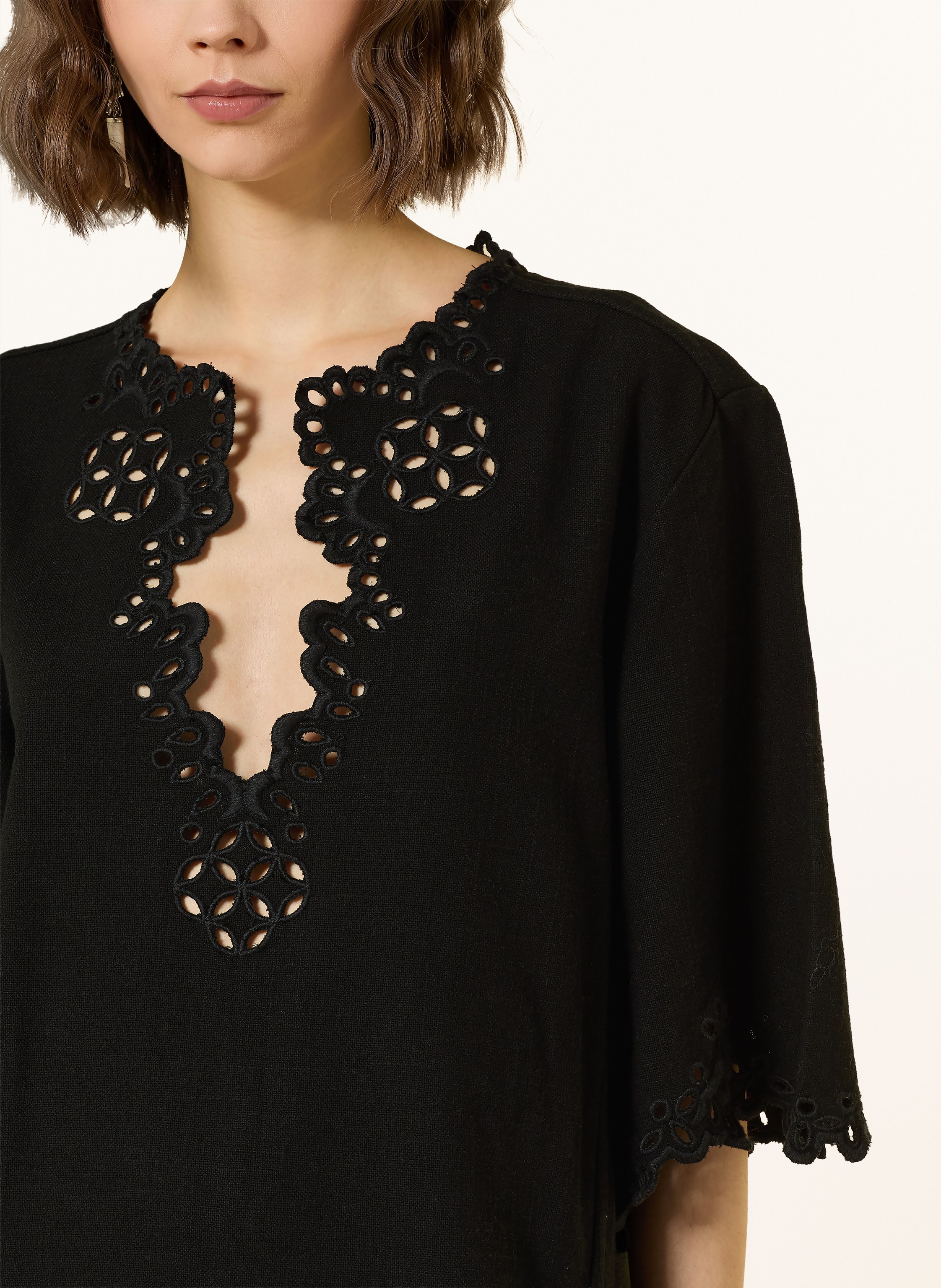 Thumbnail - Marant Étoile Blusenshirt Shana Mit Lochspitze Und 3/4-Arm schwarz