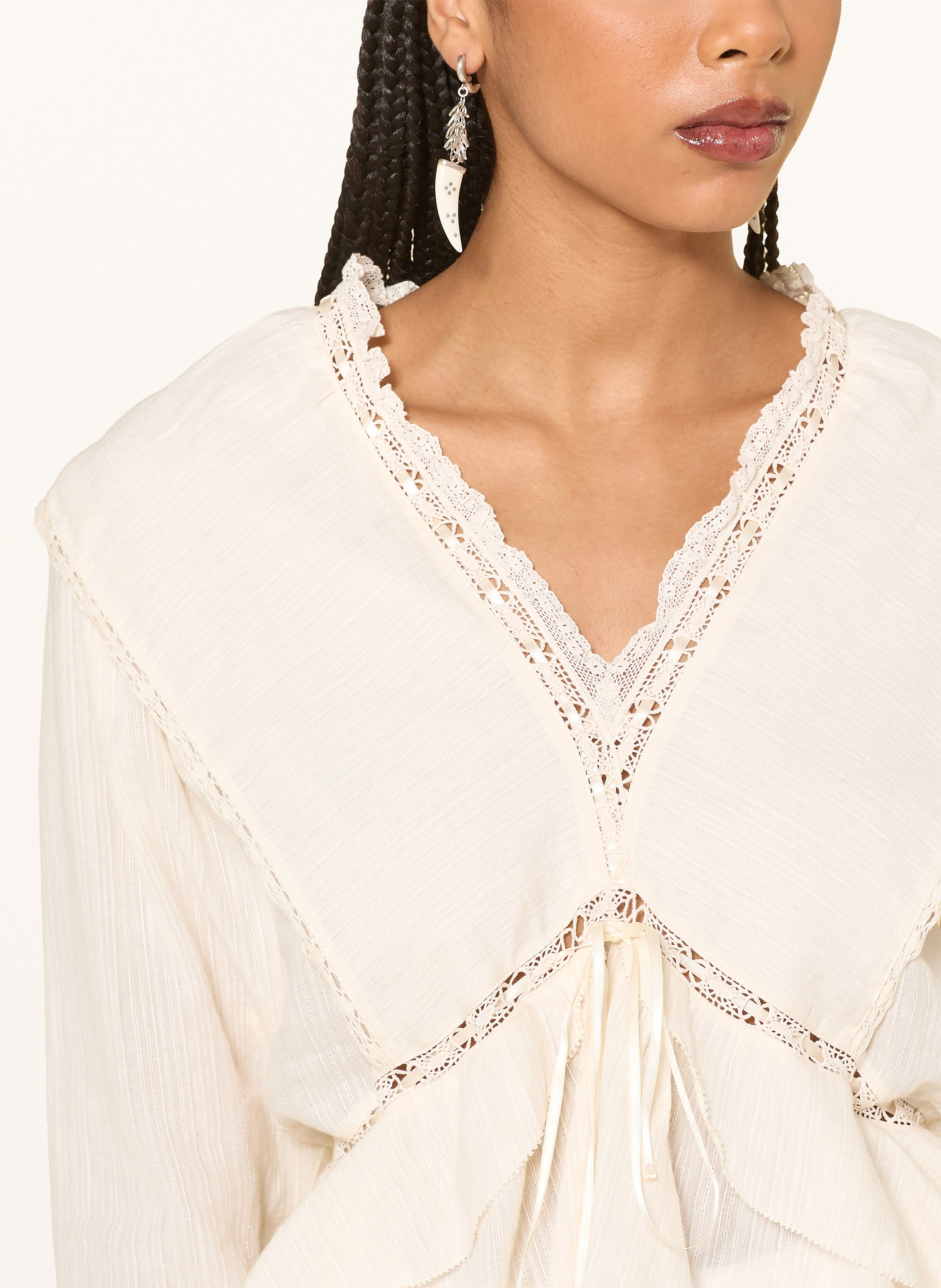 Thumbnail - Marant Étoile Blusenshirt Damienne Mit Leinen Und Spitze weiss