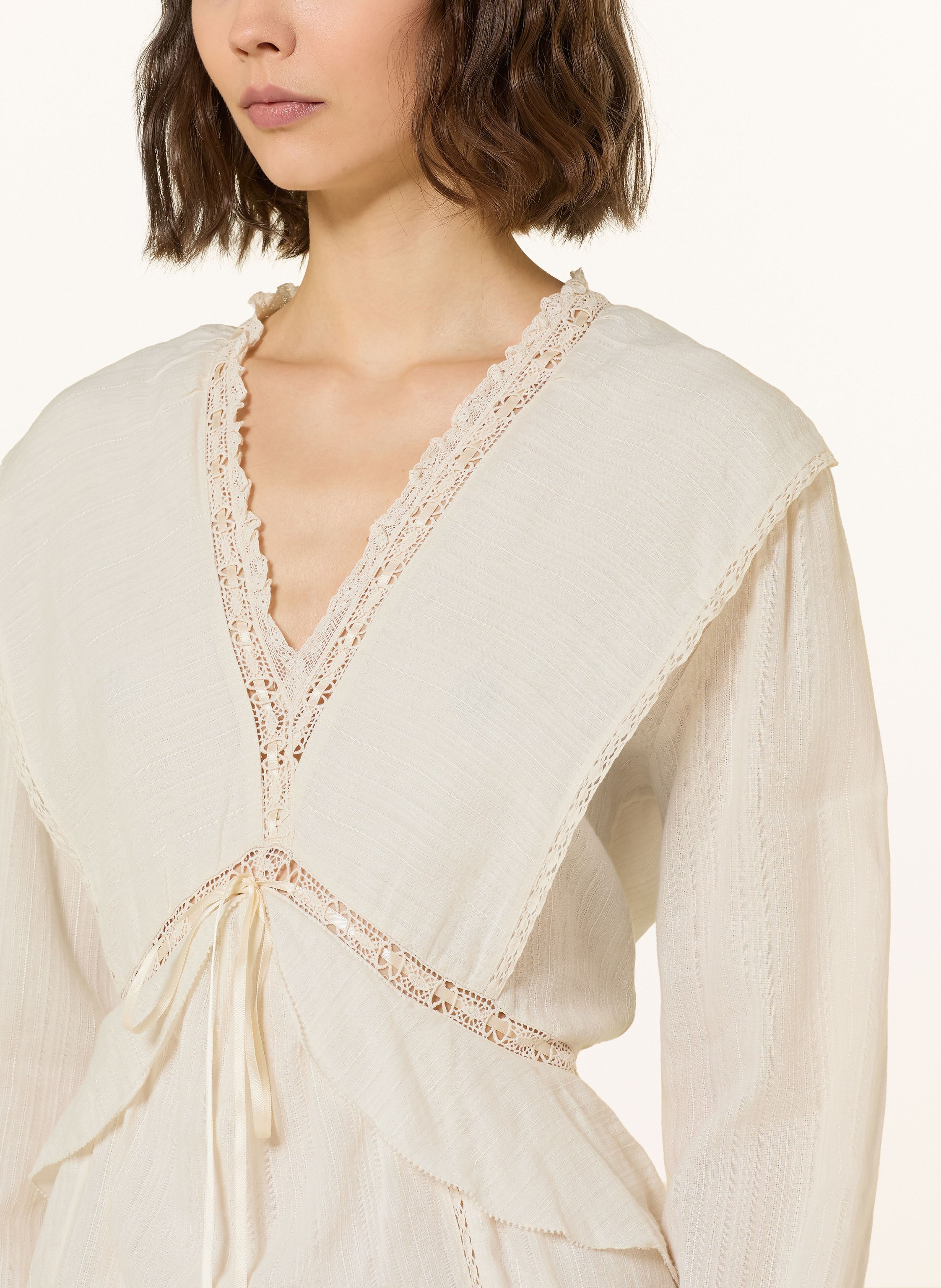 Thumbnail - Marant Étoile Kleid Damya Mit Leinen Und Spitze weiss