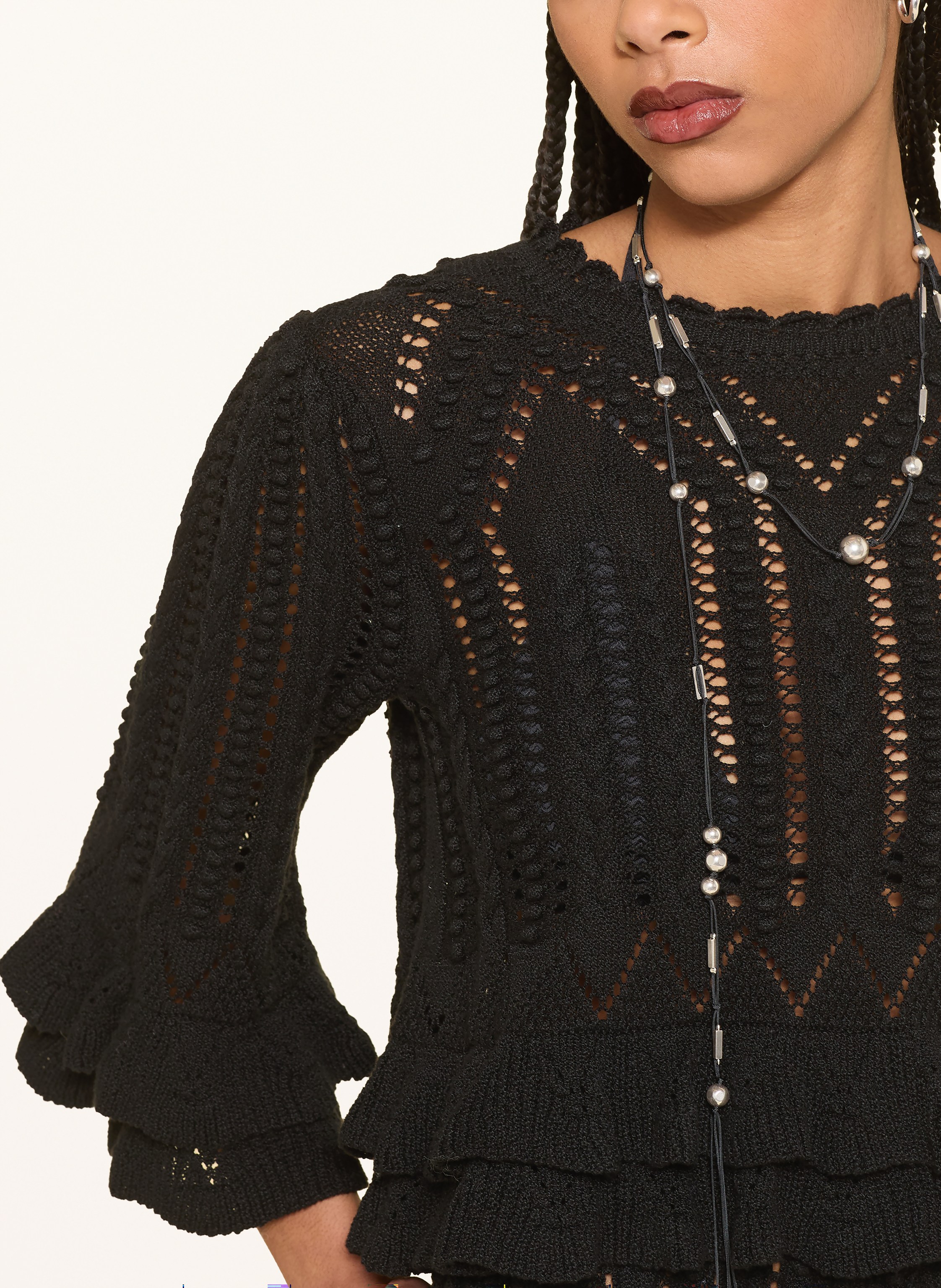 Thumbnail - Marant Étoile Pullover Norma Mit Volants Und 3/4-Arm schwarz