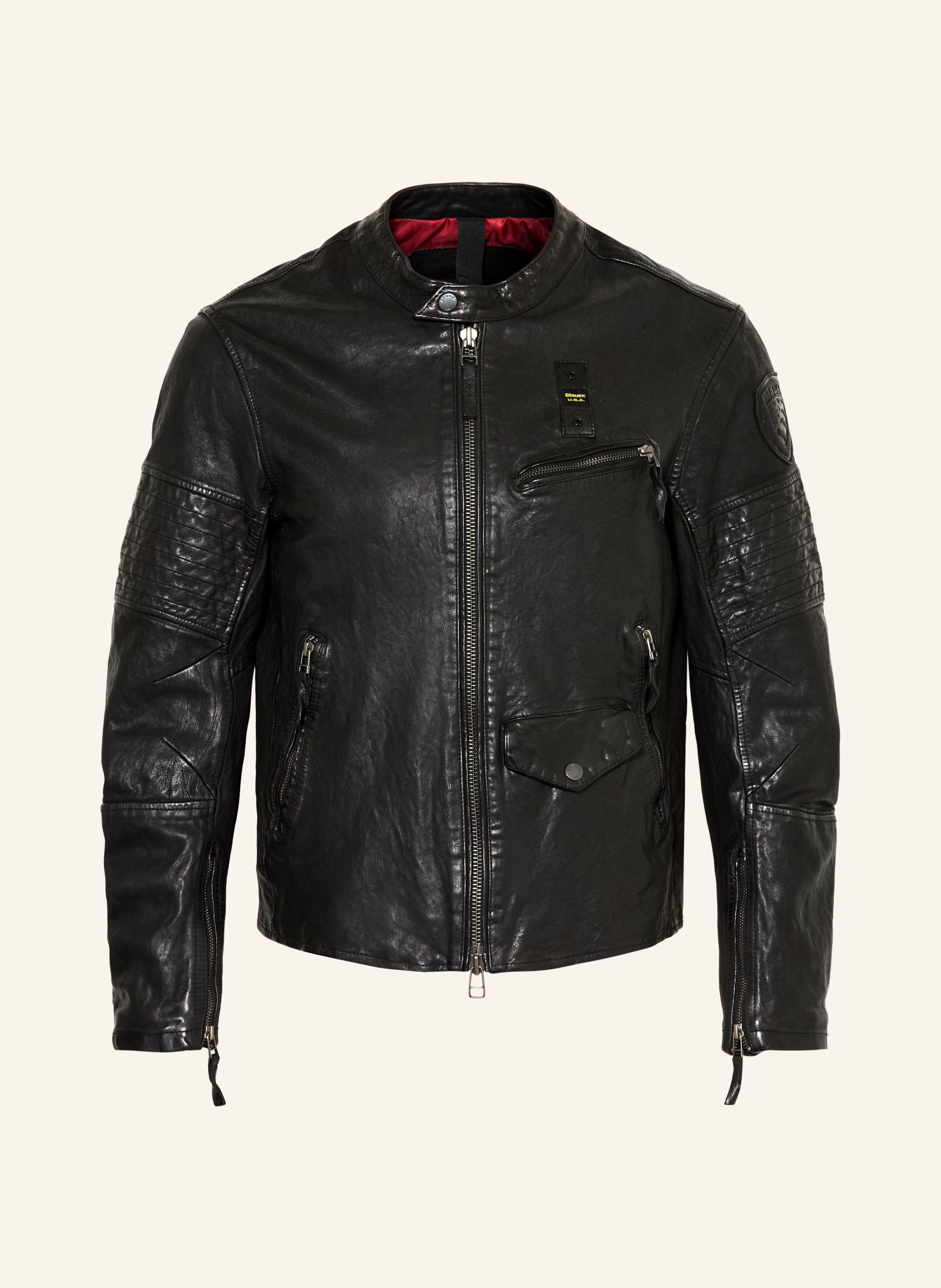 Blauer Lederjacke Elmer schwarz