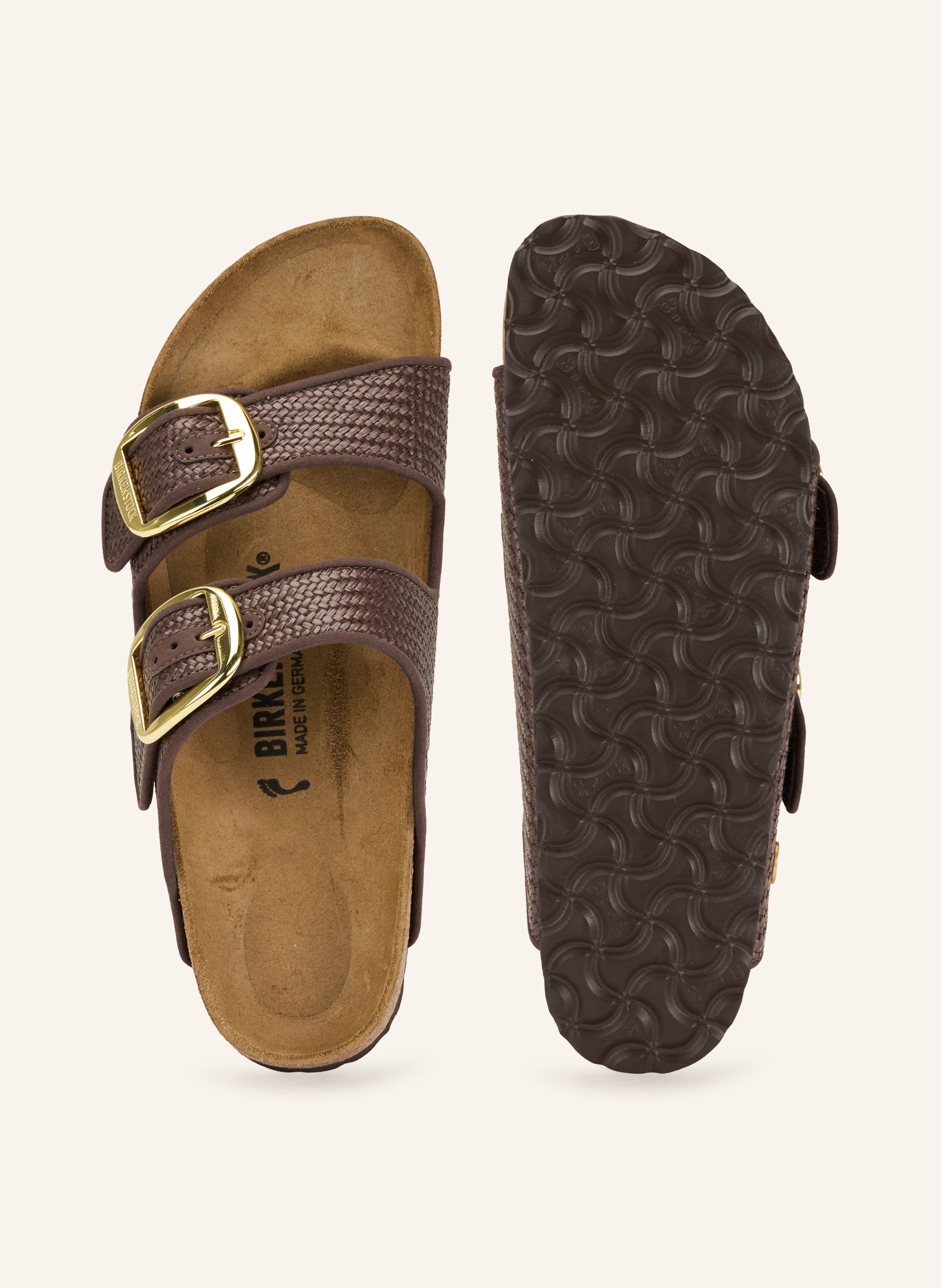 Thumbnail - Birkenstock Pantoletten Arizona Big Buckle Raffia braun