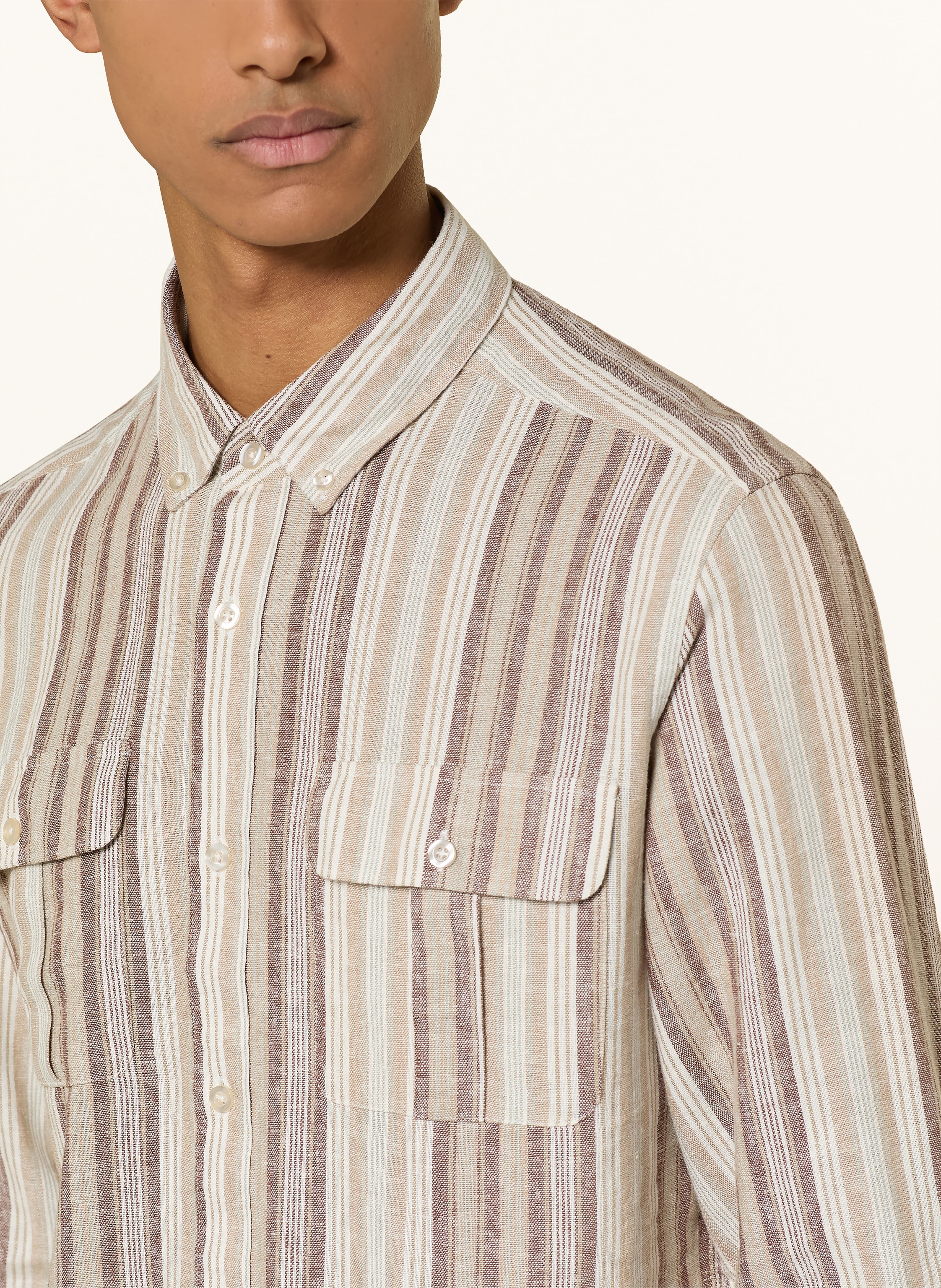 Thumbnail - Nowadays Hemd Comfort Fit Mit Leinen beige